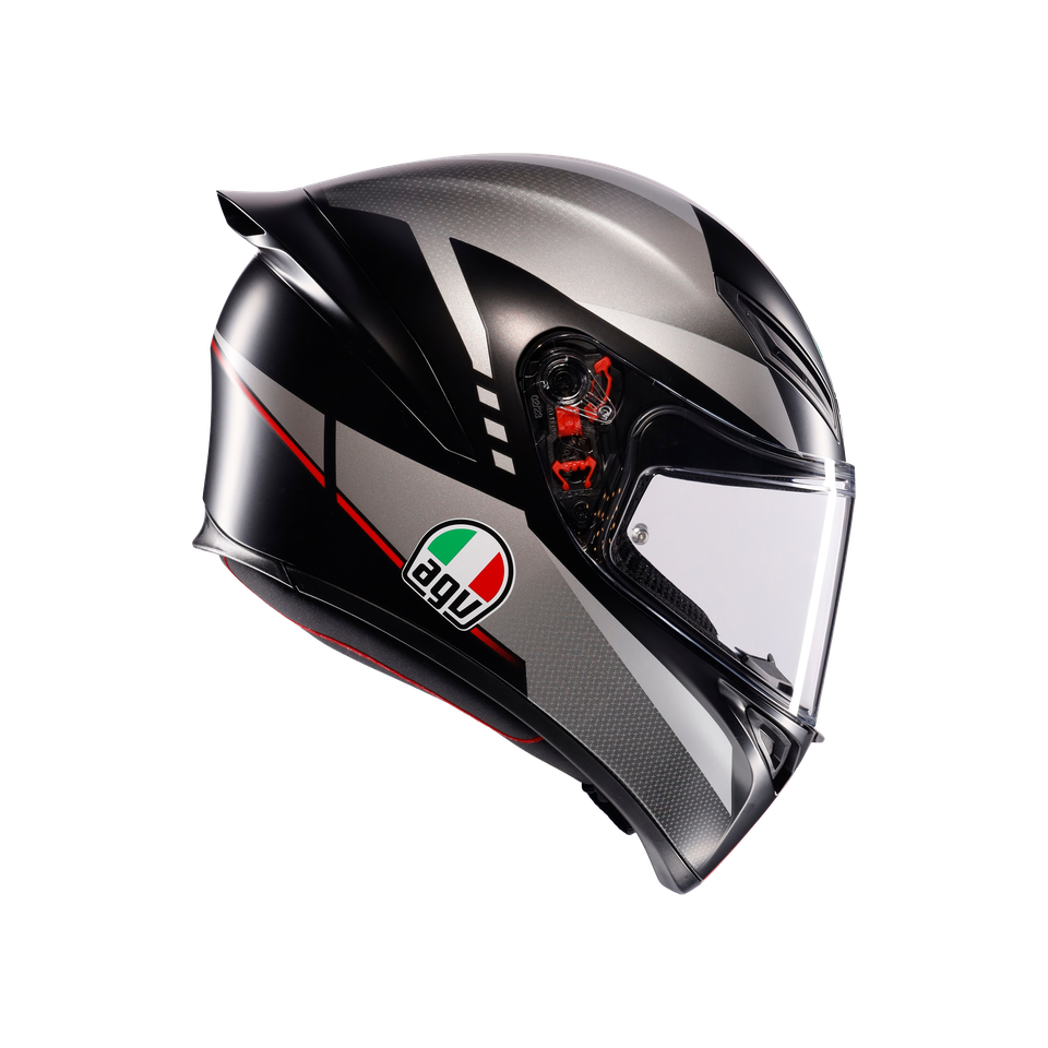K1 S LAP MATT BLACK/GREY/RED - MOTORBIKE FULL FACE HELMET E2206