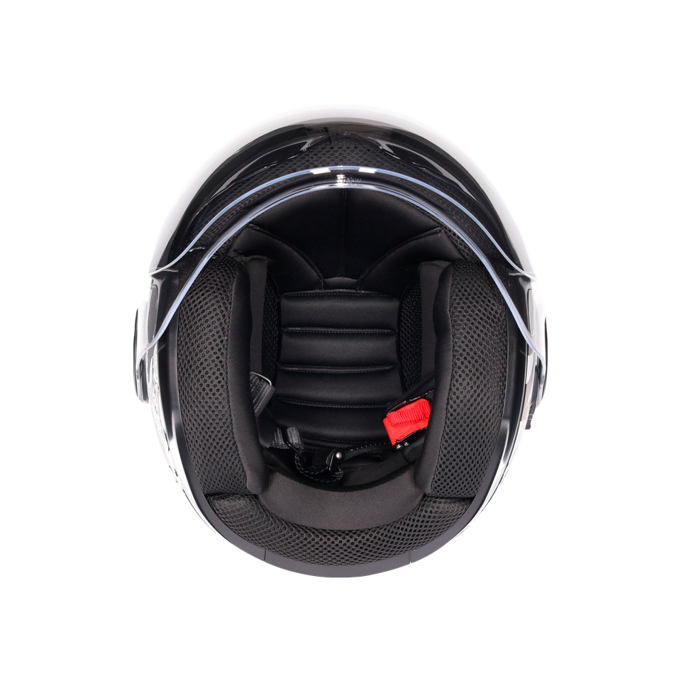 ETERES HISTORY MATT BLACK/WHITE/RED - MOTORBIKE OPEN FACE HELMET E2206