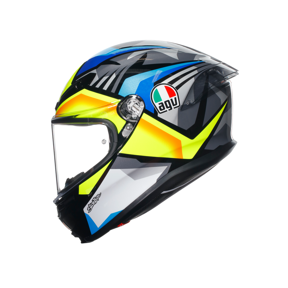 K6 S JOAN BLACK/BLUE/YELLOW - MOTORBIKE FULL FACE HELMET E2206
