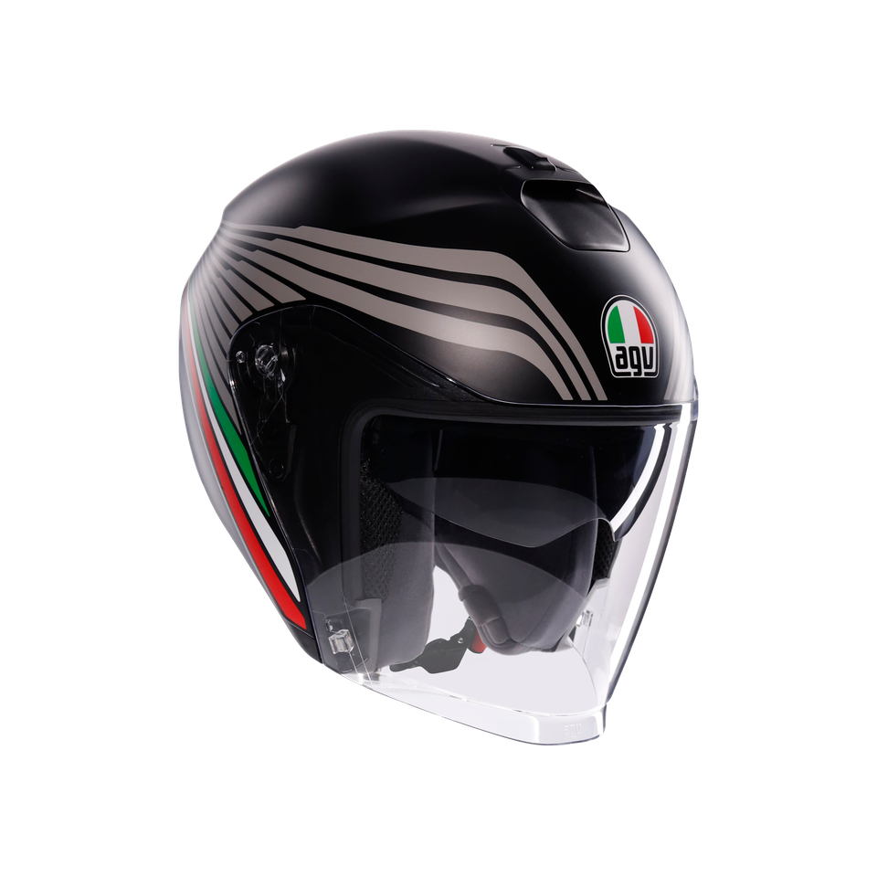 IRIDES BOLOGNA MATT BLACK/TRICOLORE - MOTORBIKE OPEN FACE HELMET E2206