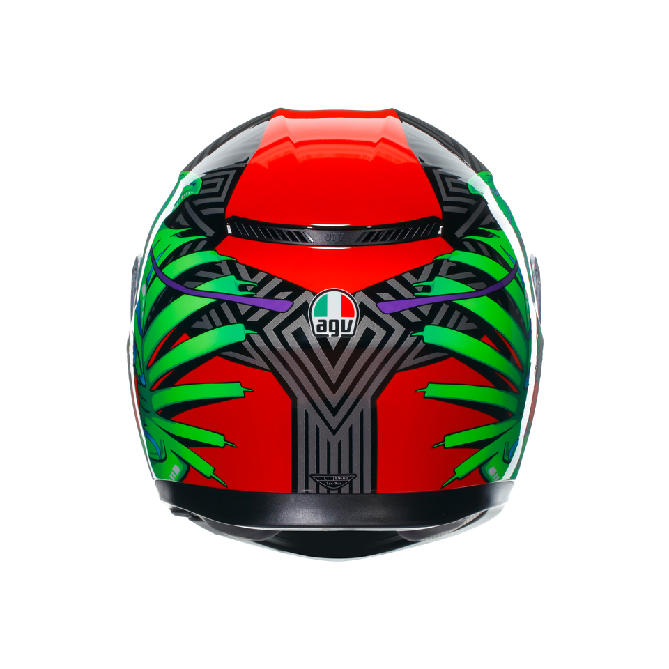 K3 KAMALEON BLACK/RED/GREEN - MOTORBIKE FULL FACE HELMET E2206
