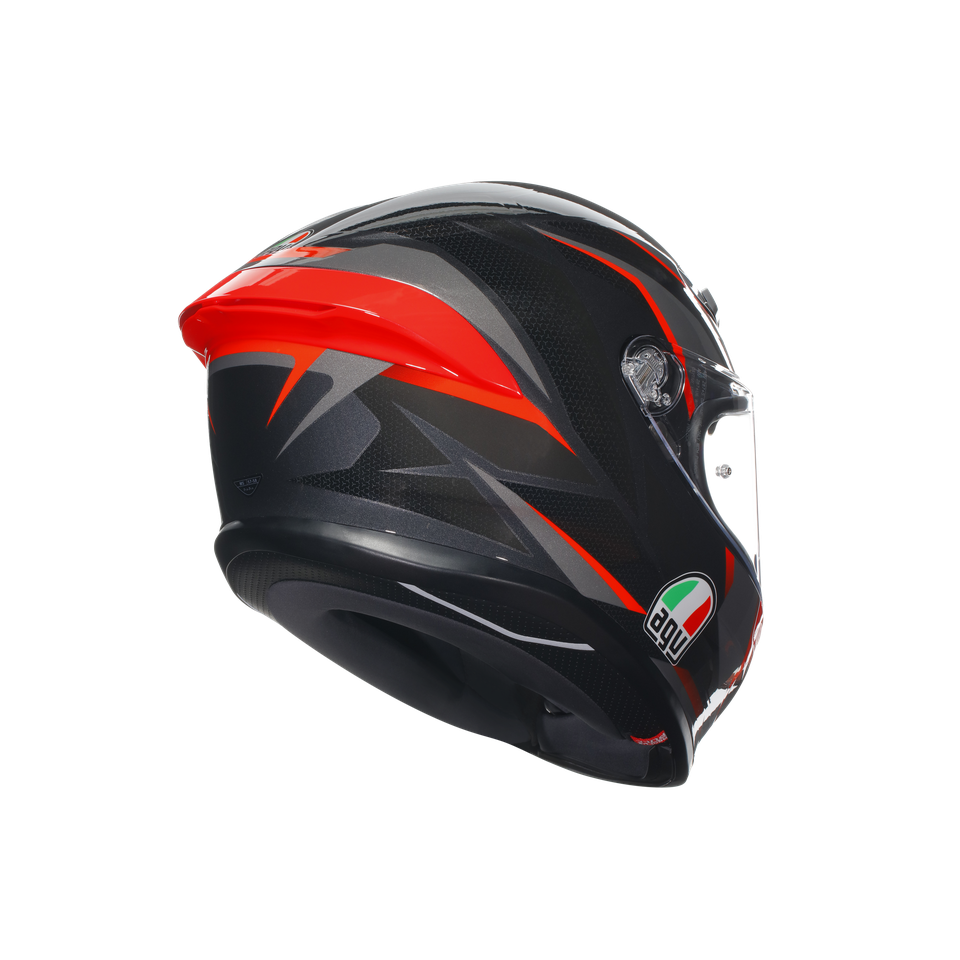 K6 S SLASHCUT BLACK/GREY/RED - MOTORBIKE FULL FACE HELMET E2206