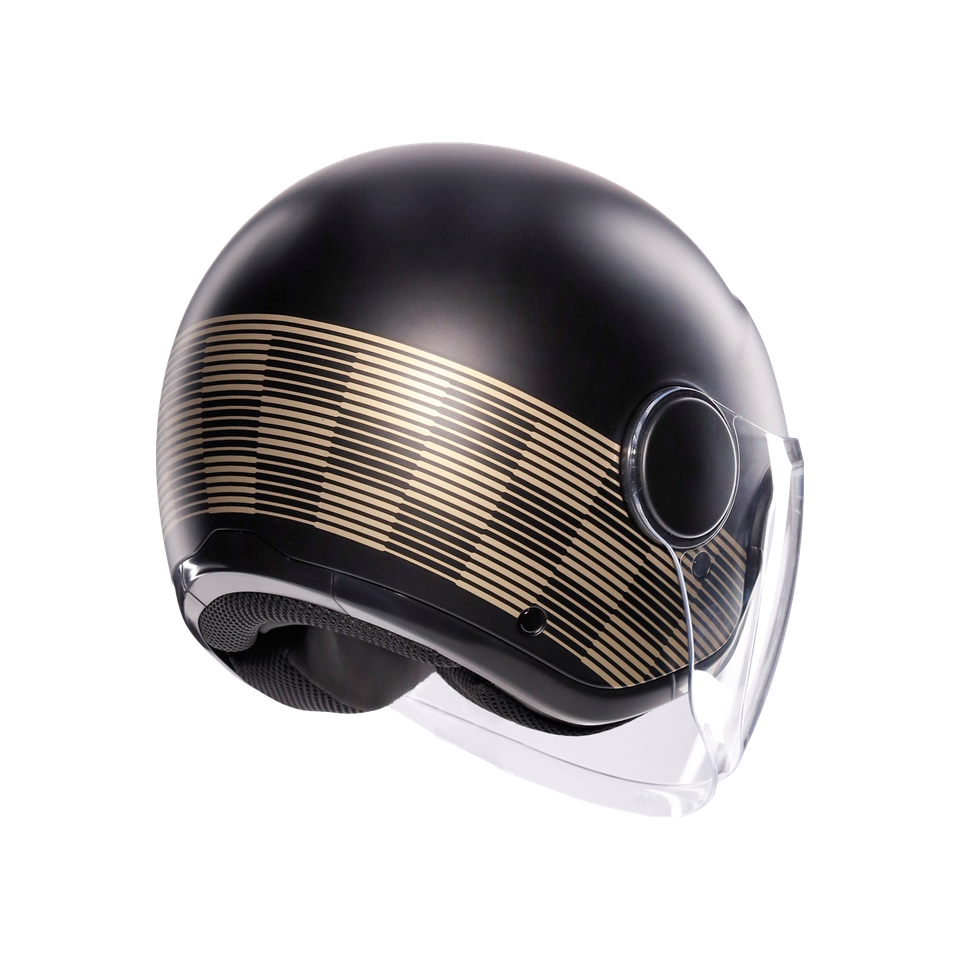ETERES PONZA MATT BLACK/GOLD - MOTORBIKE OPEN FACE HELMET E2206