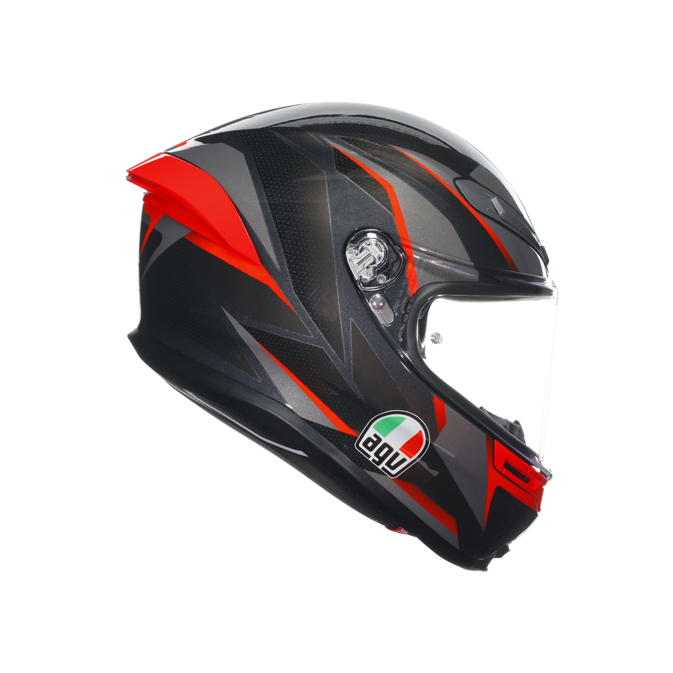 K6 S SLASHCUT BLACK/GREY/RED - MOTORBIKE FULL FACE HELMET E2206