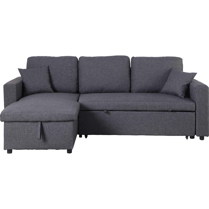 Vernita 87′′ Wide Linen Reversible Sleeper Sofa & Chaise