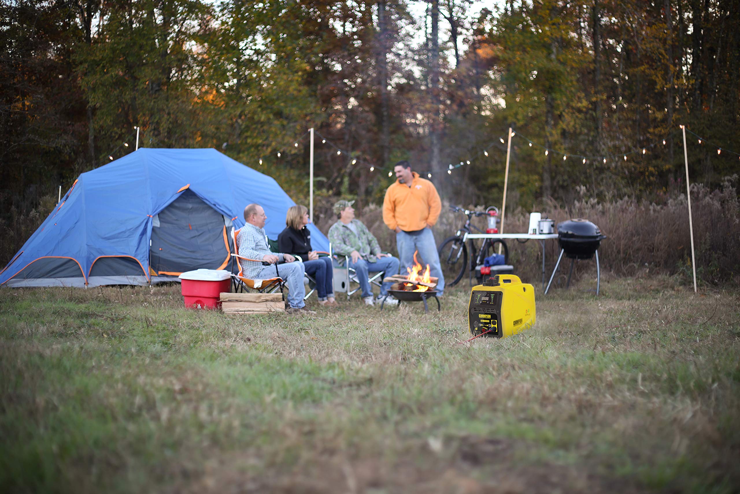 Champion Power Equipment Petrol + Gas Power Generator (2000 Watt, Power Inverter, Generator with LED Display, Dual Fuel, Extremely Quiet) 8200i-E-DF-EU, Yellow