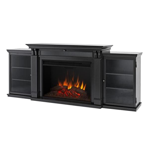 Tracey Grand 84 in. Electric Fireplace TV Stand Entertainment Center in Black