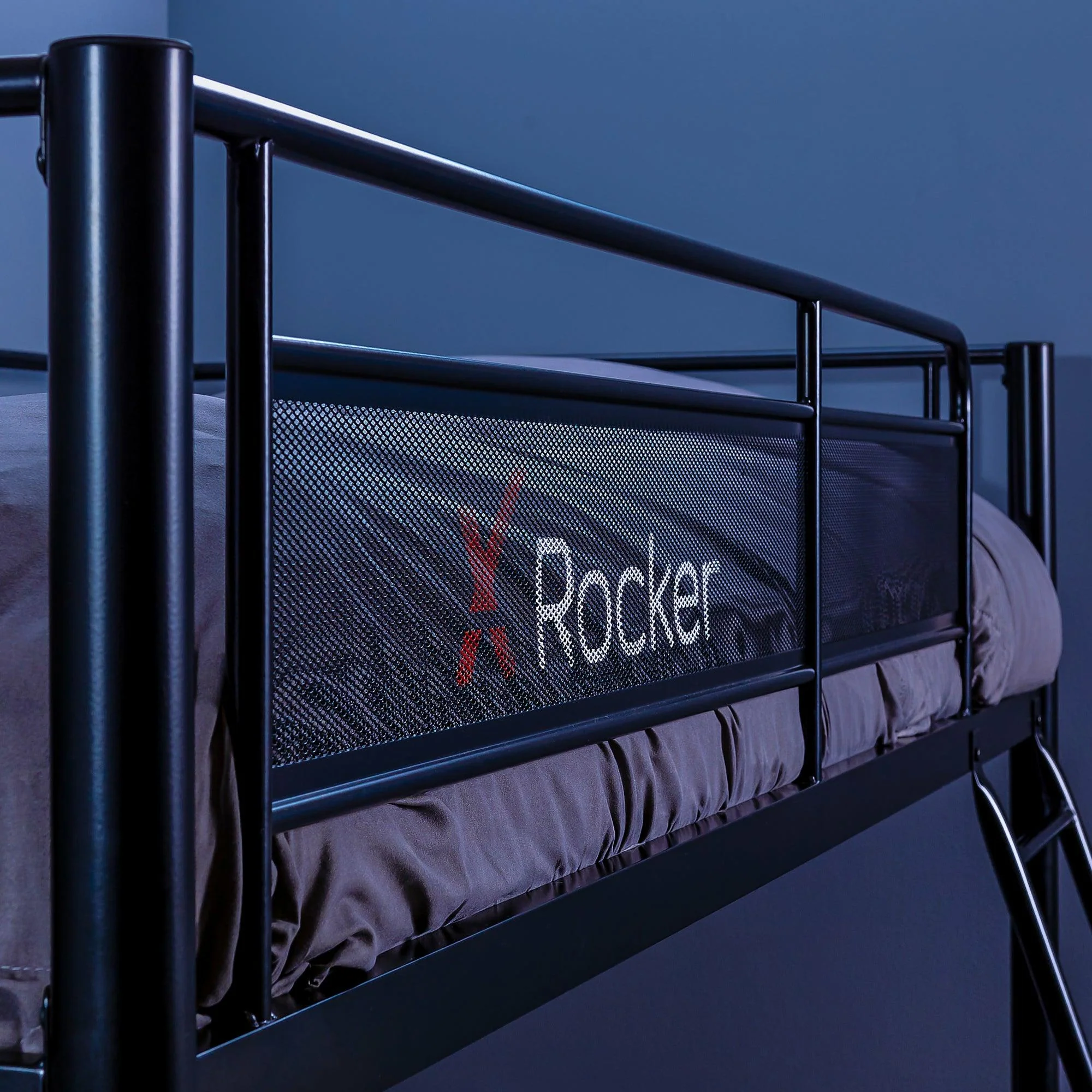 XROCKER HQ HIGH SLEEPER GAMING BED WITH DESK - BLACK AND RED