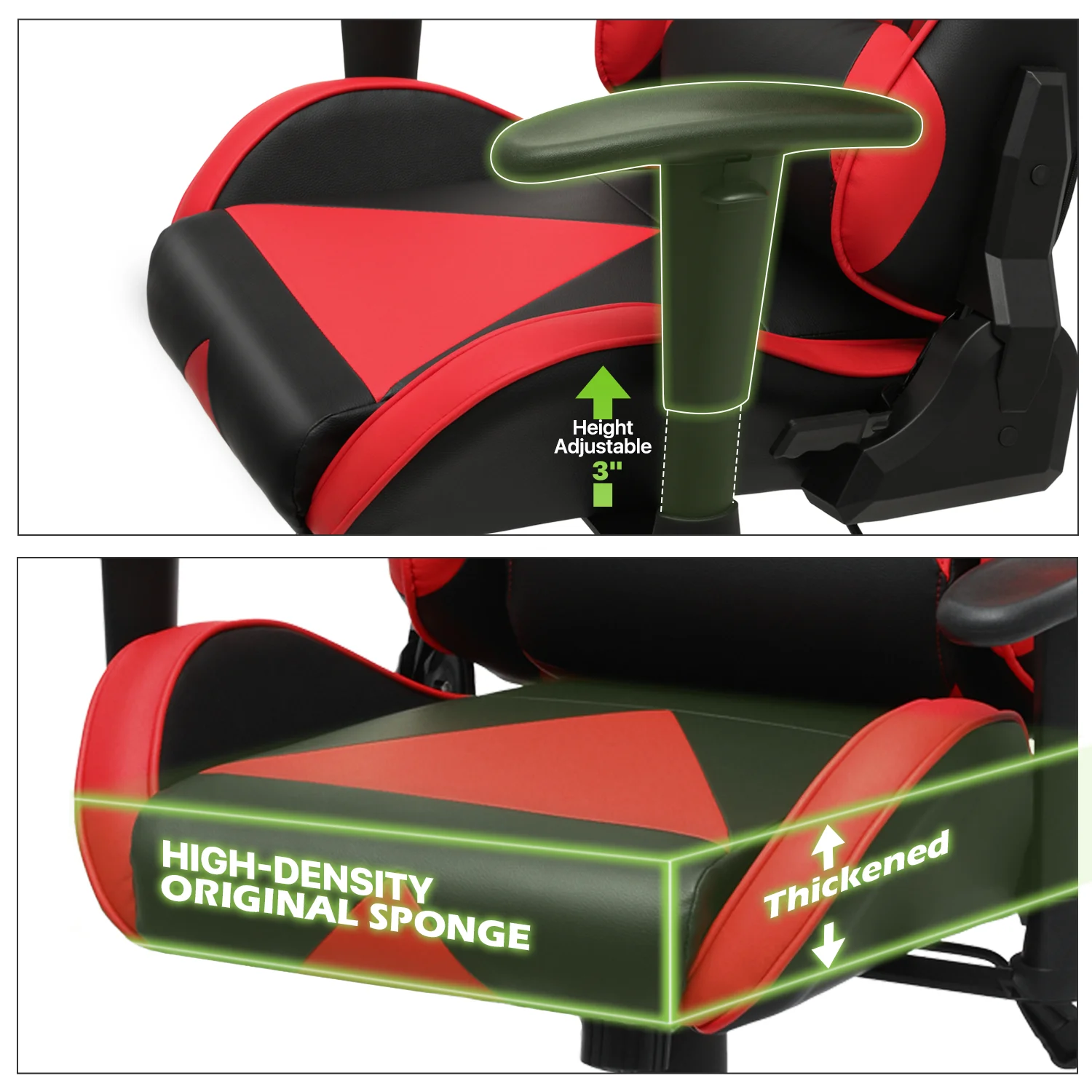 Magshion Ergonomic Gaming Chair, Comfortable Gaming Chair, Computer Chair Leather Desk Chair Adjustable Swivel Gaming Office Chair, Blue