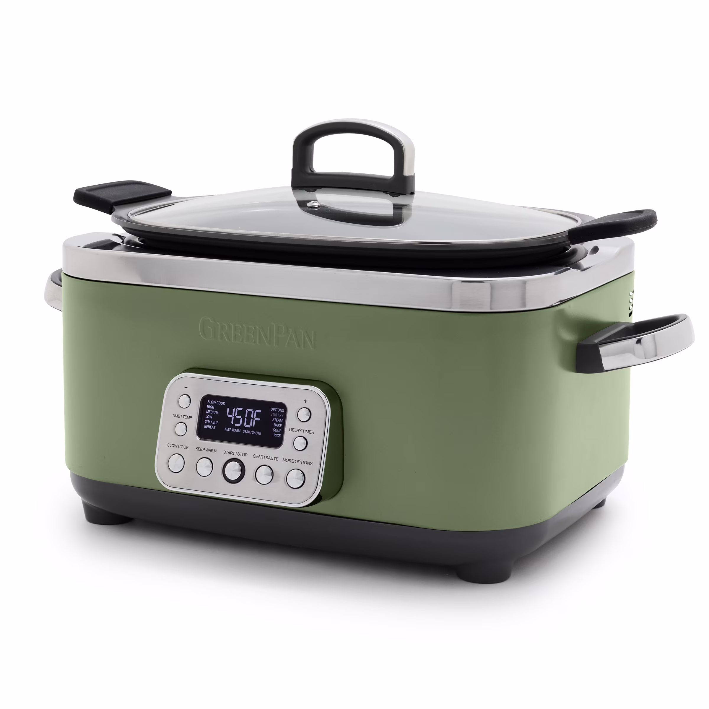 GreenPan 6-Quart, 14-in-1 Slow Cooker, Family Size, Ceramic Nonstick, Dishwasher Safe Parts, Black