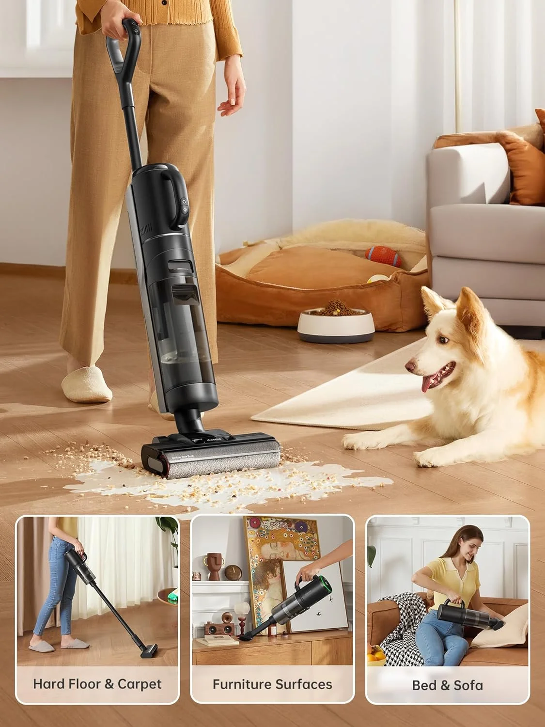 Dreame H12 Pro 900ml, 300W HP Wet Dry Vacuum Cleaner for Hard Floors with Accessories Included