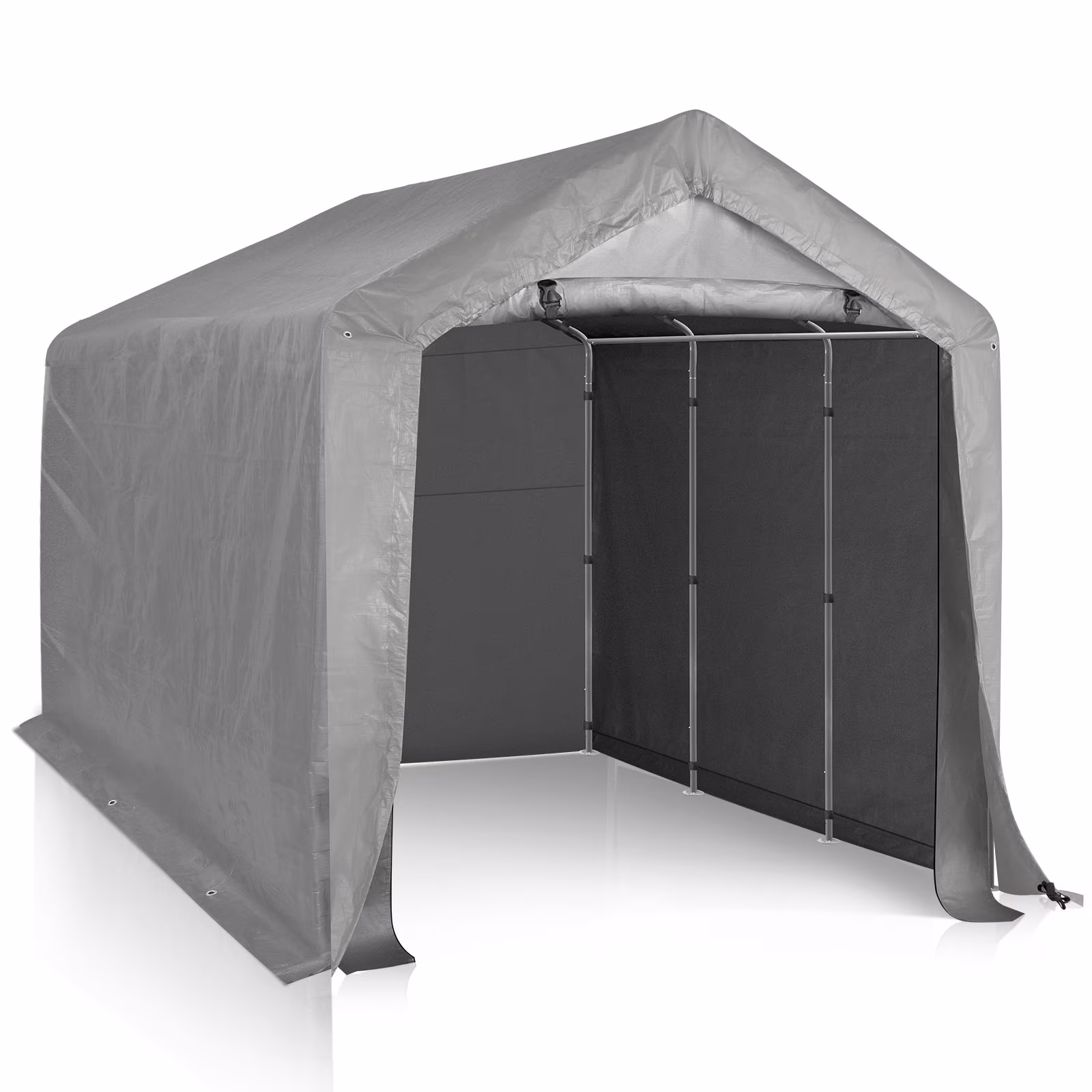 Ktaxon 8'x12' Metal Carport, Outdoor Heavy Duty Car Tent with Rolled up Zipper Door, Portable Garage Car Shelter Shade for Car, Motorcycles, Bikes and Outdoor Tools