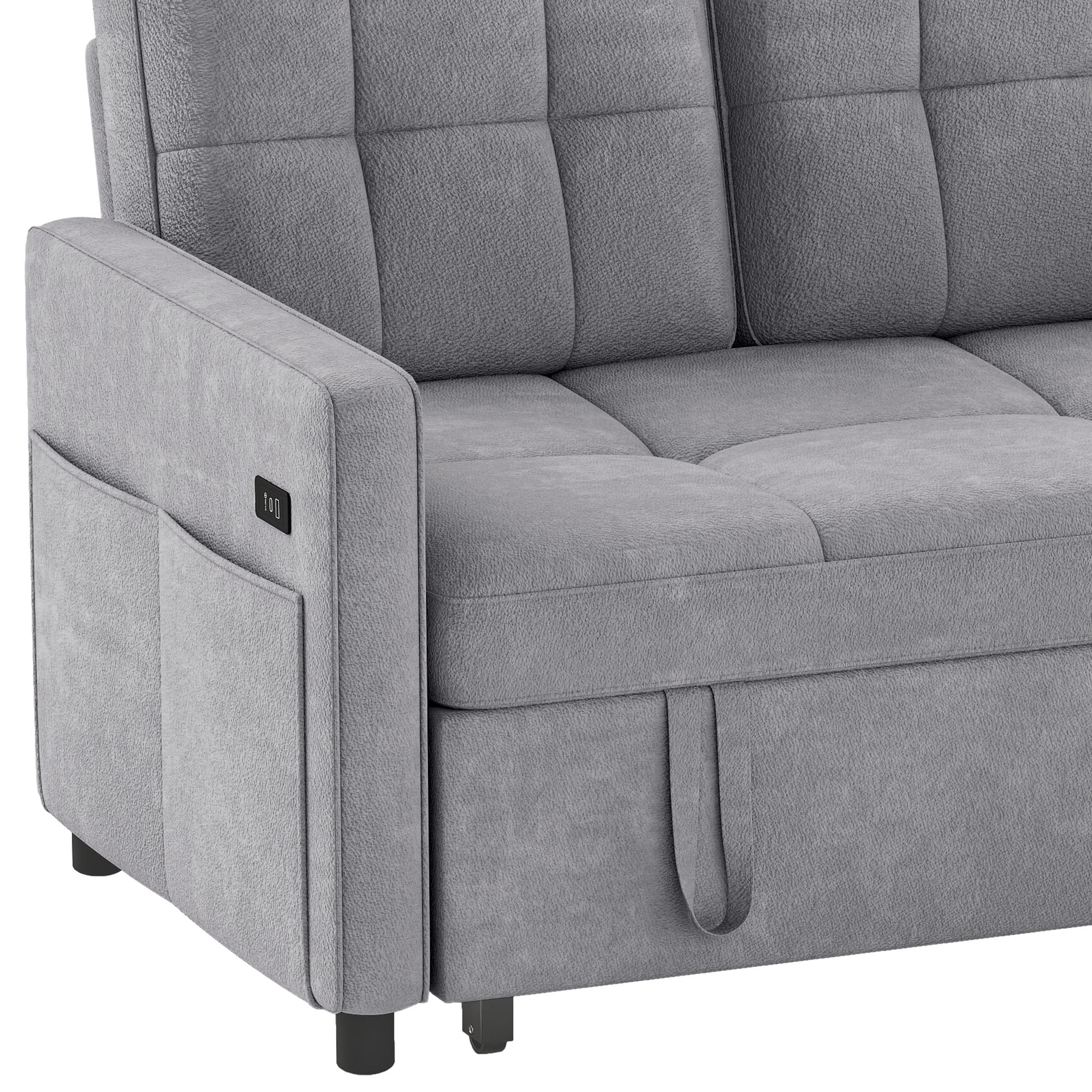 Dextrus  3-in-1 Convertible Futon Sofa Bed, Modern Sleeper Sofa with Pull-Out Bed for Small Place, Beige