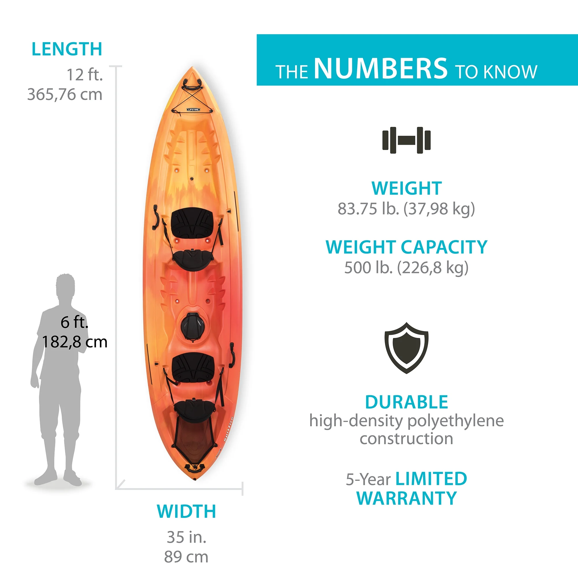 Lifetime Spitfire 12 ft Tandem Kayak, Sunset Fusion (90915)