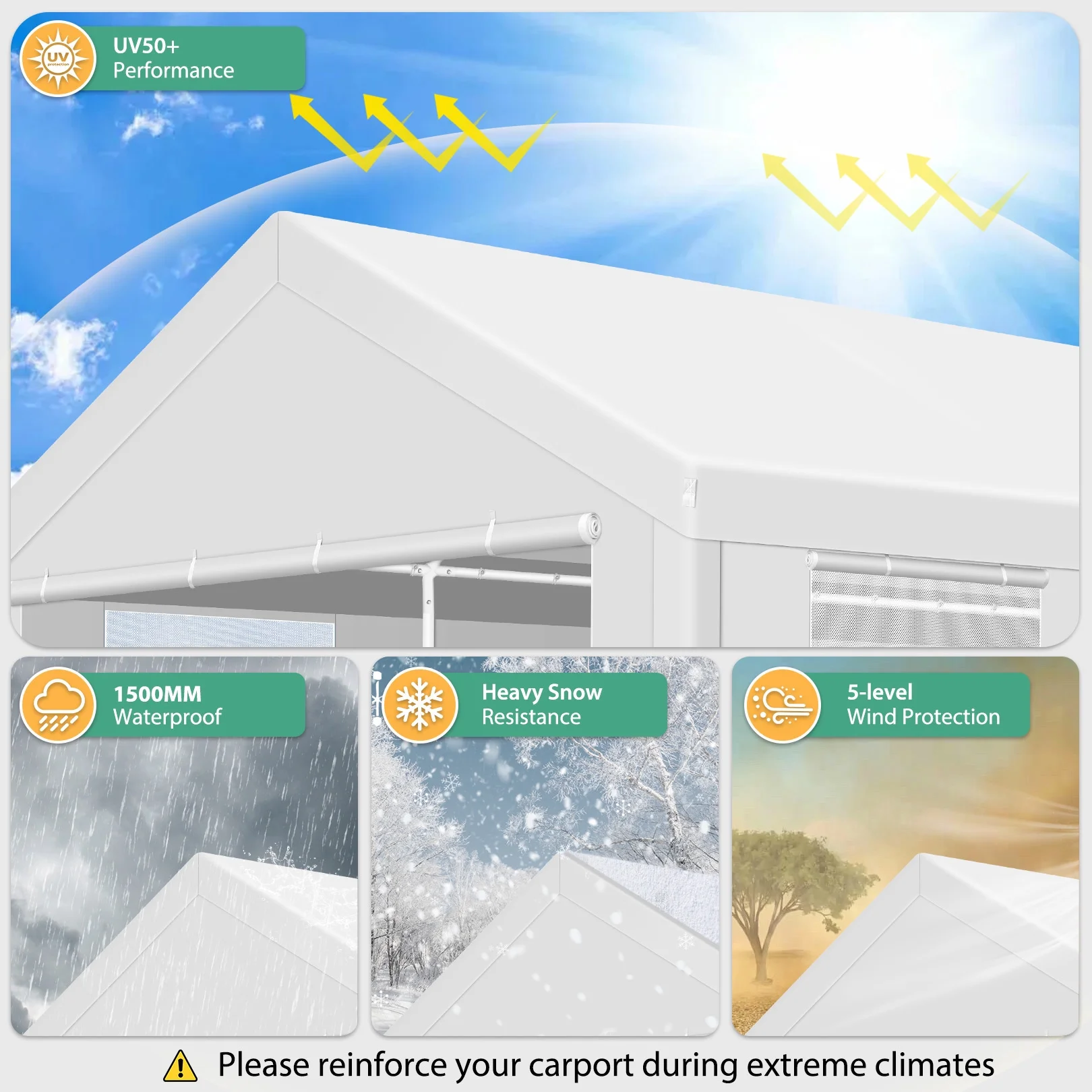 HOTEEL Carport 10'x20' Large Heavy Duty Car Canopy with Steel Frame, Portable Garage Wedding Tent Big Tents Carports Shelter, All-Season Tarp for Outdoor Party Birthday, White