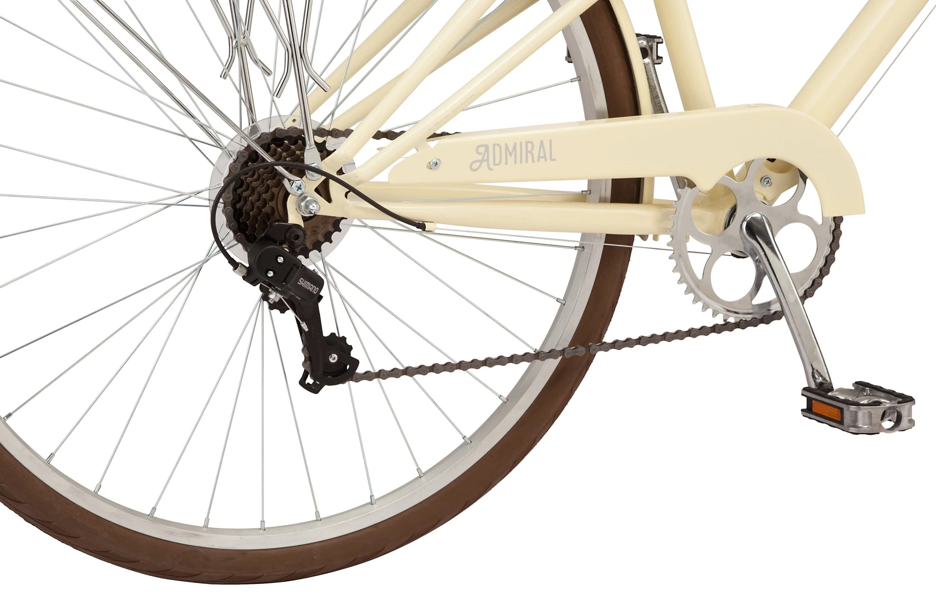 Schwinn Admiral 700c Adult Hybrid Bike, 7 Speed Womens Bike, Cream