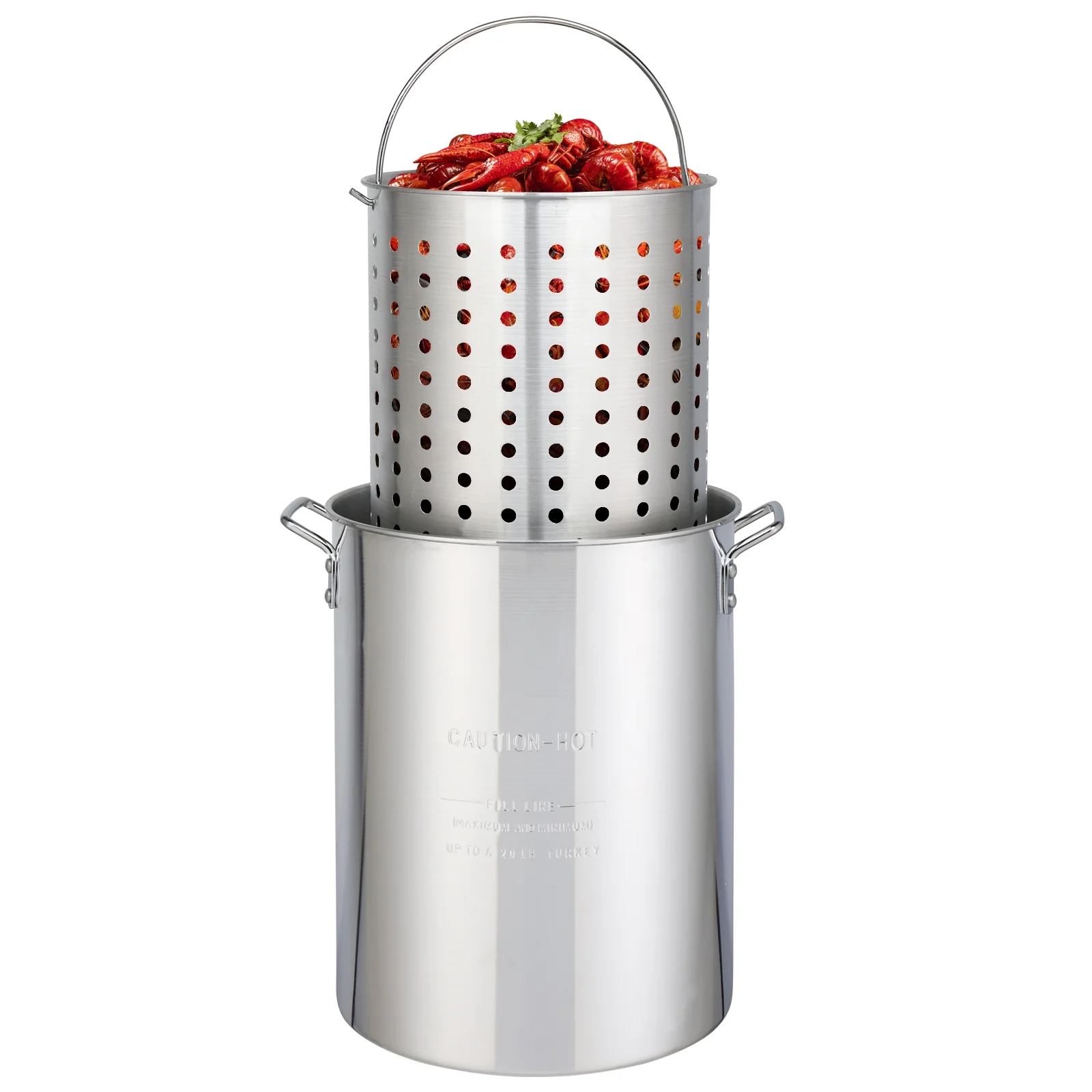 Qiushi 30QT Turkey Fryer Kit with 10QT Fish Pot, 54,000 BTU Outdoor Propane Gas Fryer Cooker, Includes Aluminum Pots, Basket, Poultry Rack, Thermometer for Frying, Boiling, and Seafood Cooking