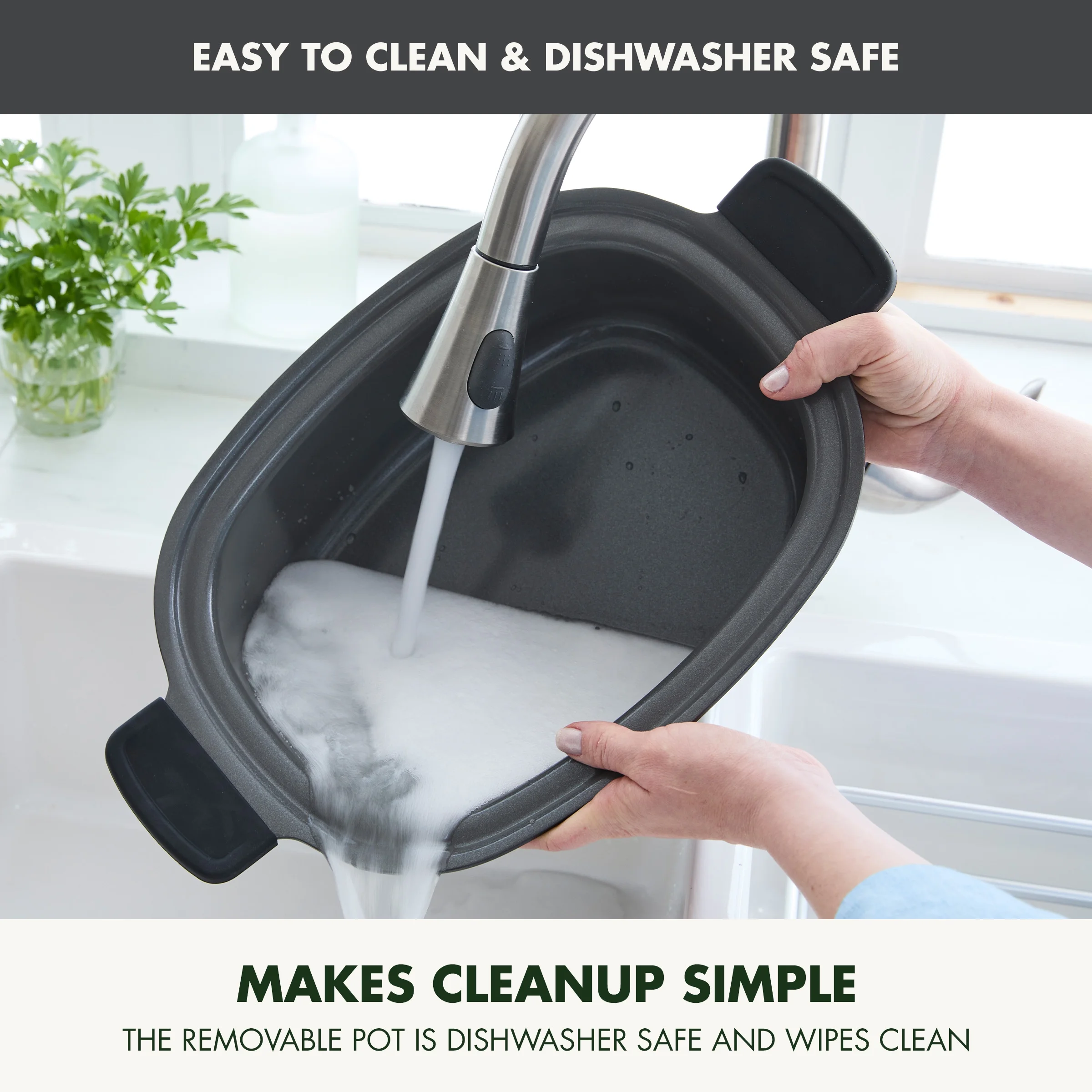 GreenPan 6-Quart, 14-in-1 Slow Cooker, Family Size, Ceramic Nonstick, Dishwasher Safe Parts, Black