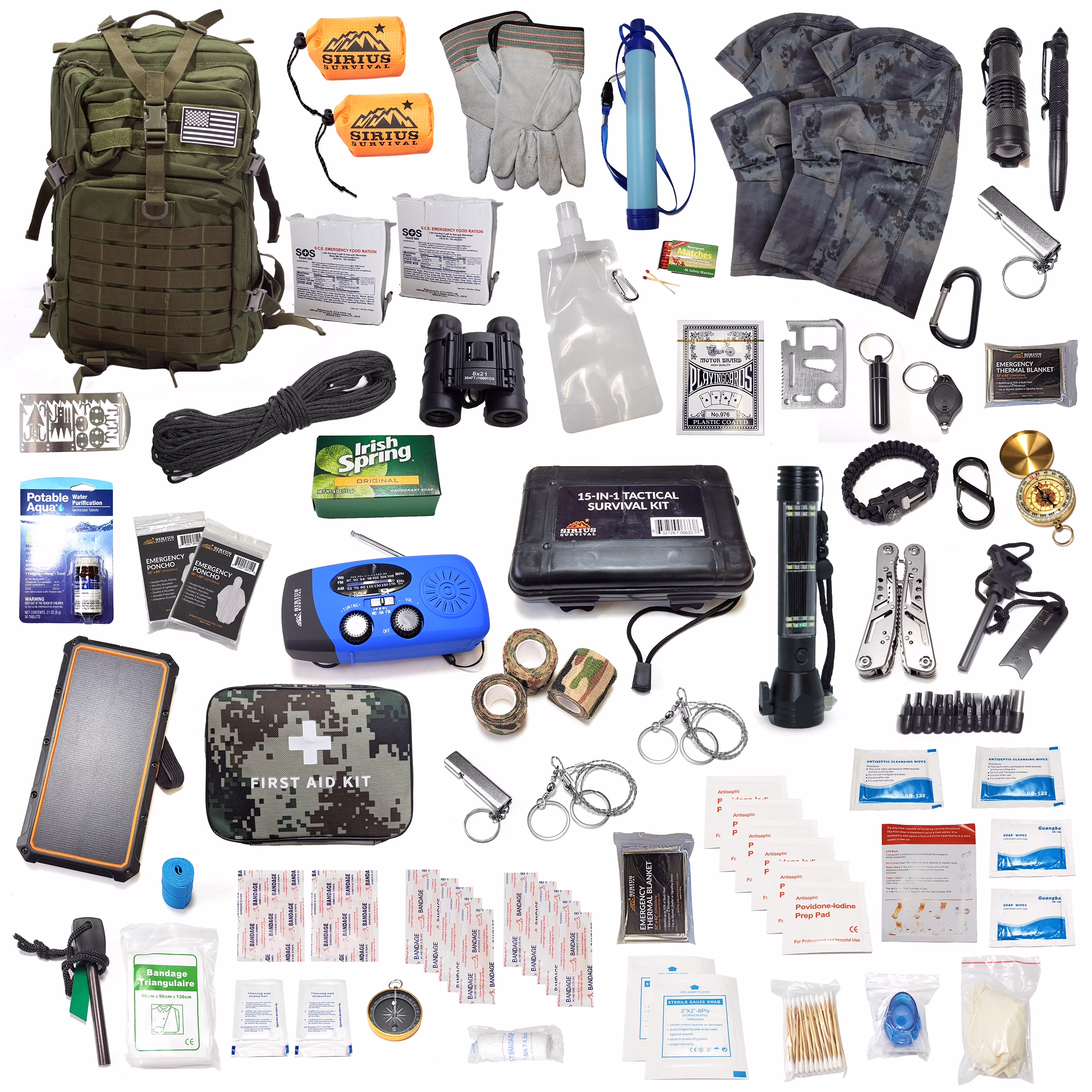 Pre-Packed Emergency Survival Kit/Bug Out Bag for 2 - Over 175 Total Pieces of Disaster Preparedness Supplies for Hurricanes, Floods, Earth Quakes & Other Disasters, Black