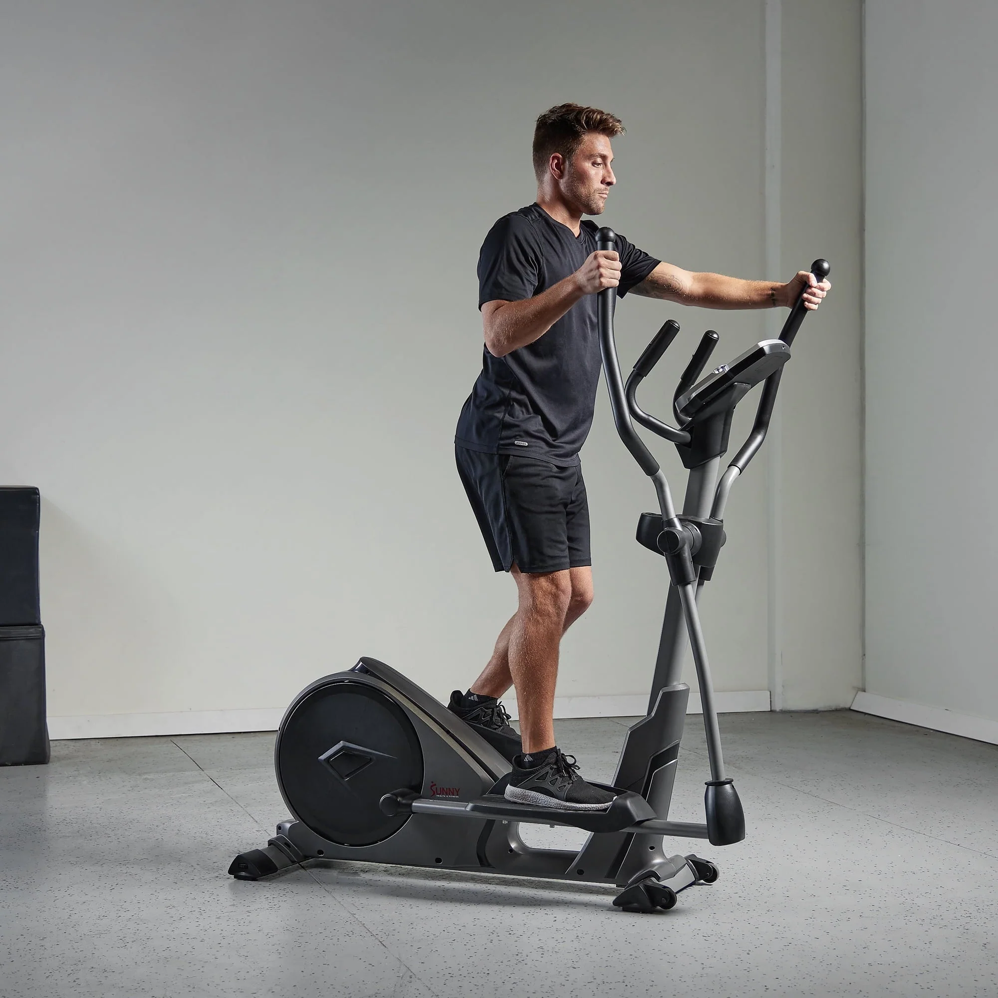 Sunny Health & Fitness Magnetic Elliptical Trainer Elliptical Machine w/ Device Holder, Programmable Monitor and Heart Rate Monitoring, High Weight Capacity - SF-E3912