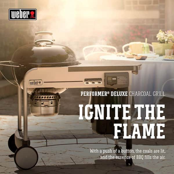 22 in. Performer Deluxe Charcoal Grill in Green with Built-In Thermometer and Digital Timer