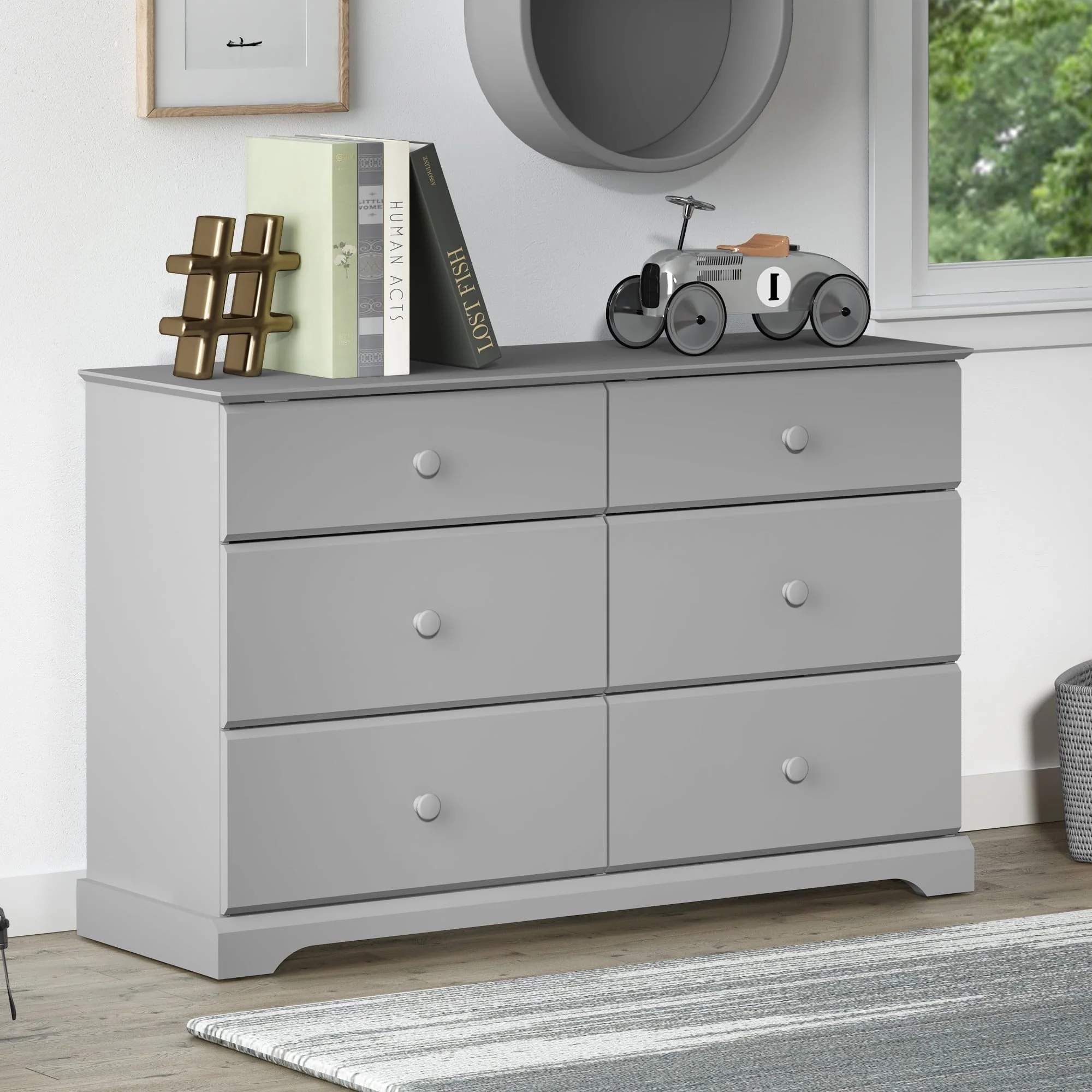 Campbell 6-Drawer Kids Dresser, Gray