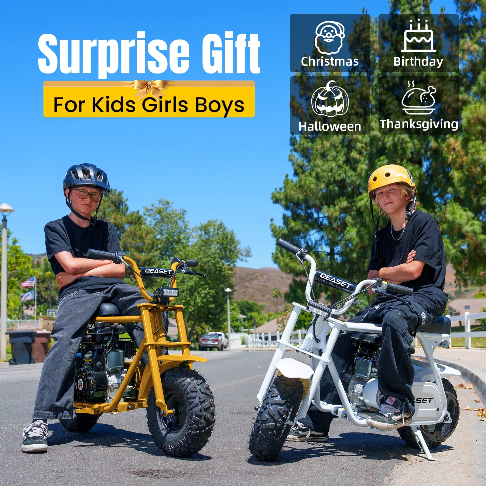 QEASET MB001 Gas Powered Mini Dirt Bike 99CC for Teens and Adults, 25MPH Off Road Motorcycle, Weight Support Up to 200 LBS - Black