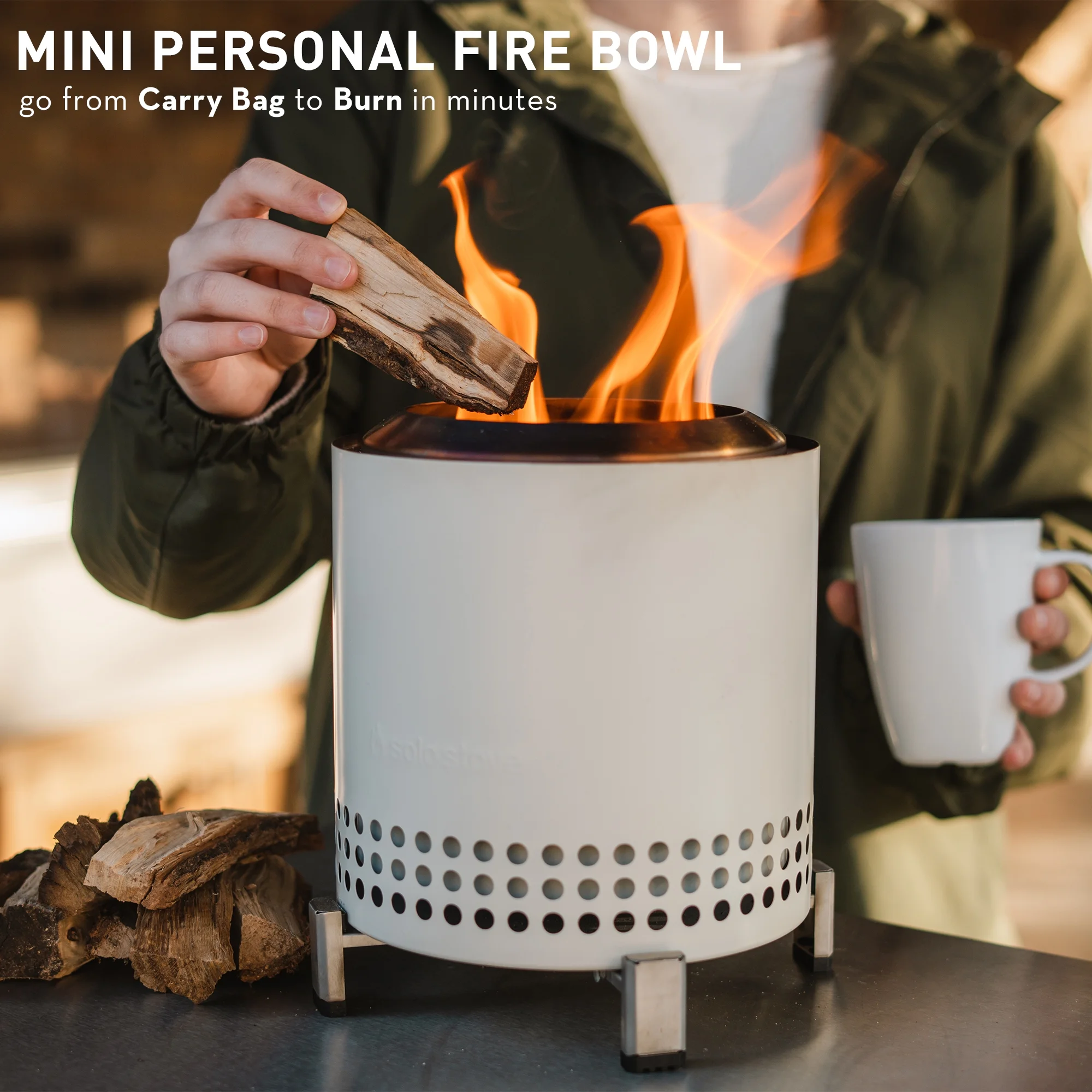 Solo Stove Mesa XL Tabletop Fire Pit with Stand | Low Smoke Outdoor Mini Fire for Urban & Suburbs | Fueled by Pellets or Wood, Stainless Steel, With Travel Bag, H: 8.6