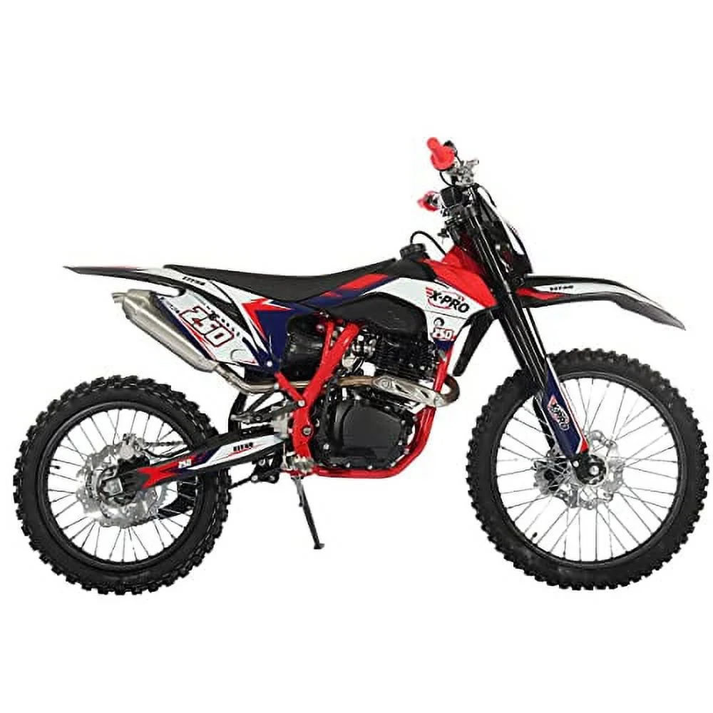 X-Pro Brand New Titan 250cc Gas Pit Dirt Bike with LED Headlight, 5-Speed Manual Transmission, Electric/Kick Start! Big 21