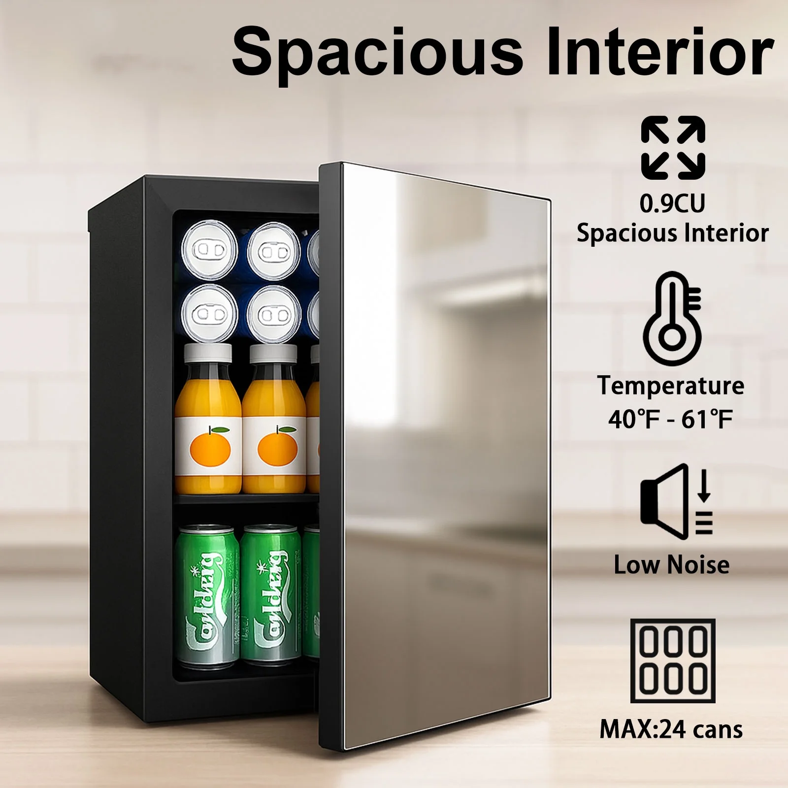 Dimedeal 0.9 Cu.Ft. Mini Beauty Refrigerator with Mirror Door, Black