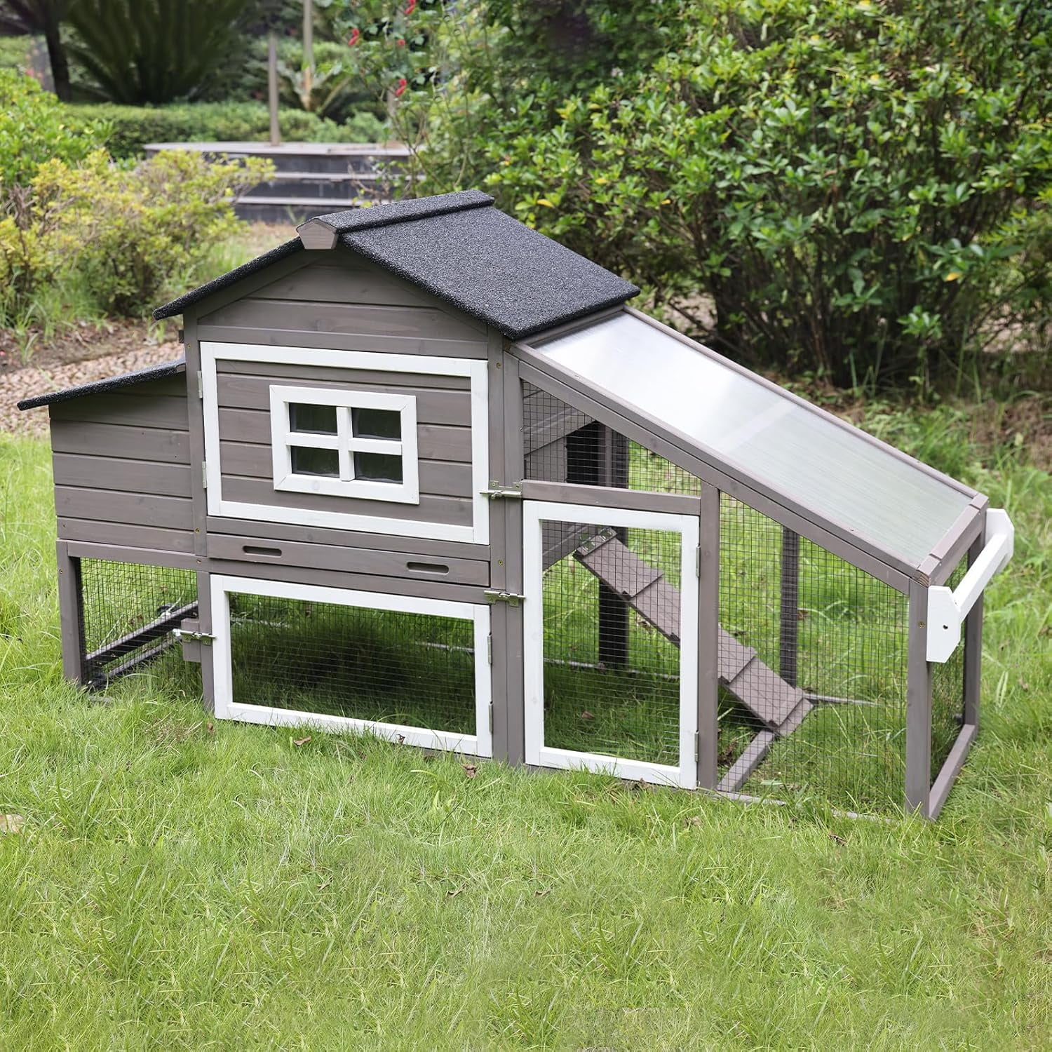 BUTINGLALE Chicken Coop Mobile Chicken House On Wheel Outdoor Rabbit Hutch for 2-4 Chickens 67