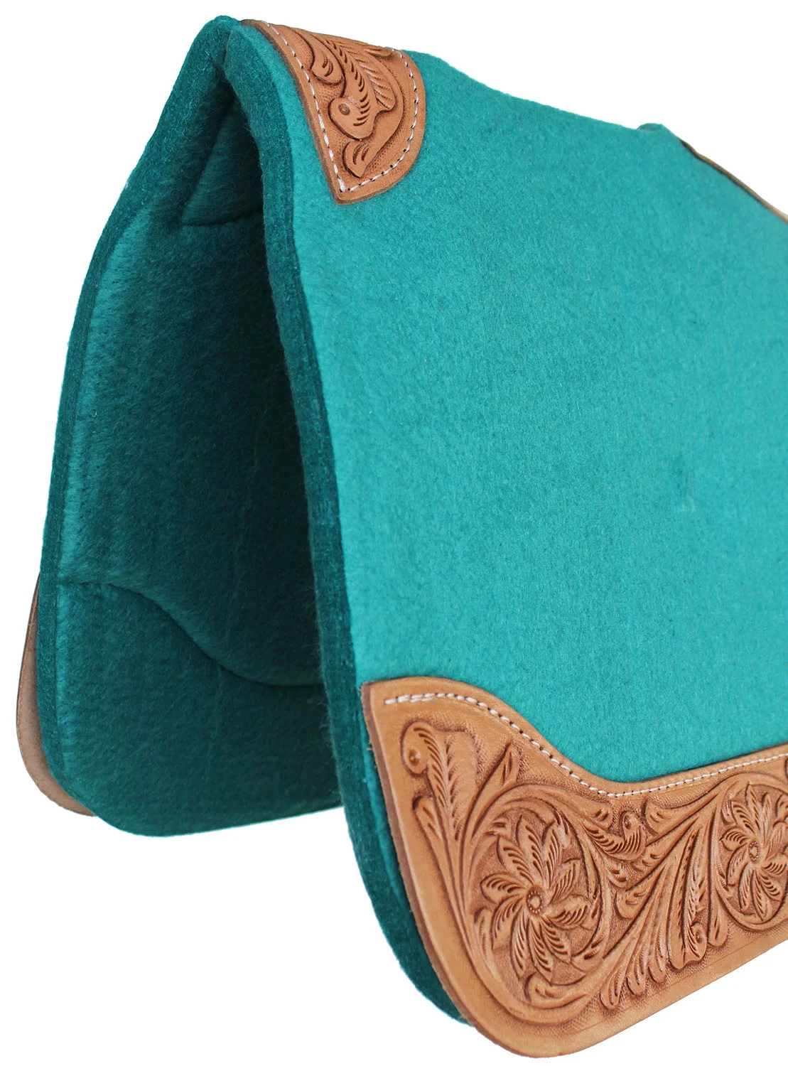 Horse SADDLE PAD Western Contoured Mohair Wool Felt Moisture Wick Teal 39RT03TL