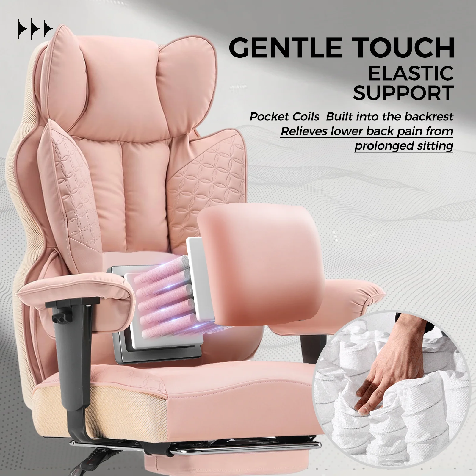 LUCKLIFE Big & Tall Office & Gaming Chair 400LBS Capacity, Wide Ergonomic Seat with Footrest, Adjustable Armrests, Black