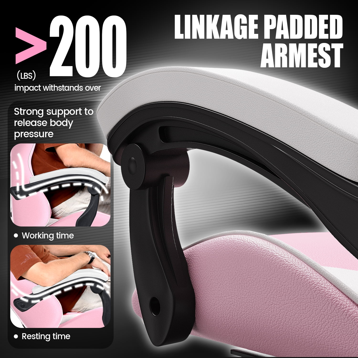 Bigzzia Gaming Chair Office Chair, Ergonomic Game Chair with Height Adjustable Headrest and Lumbar Support for Adults Teens, Black & White