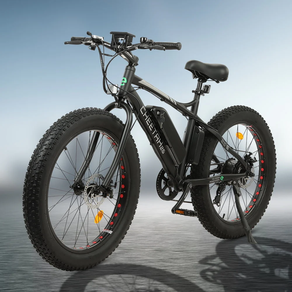 Ecotric 26 In. Electric Bicycle Fat Tire Wheel Snow Beach Mountain E-Riding Adult 36V 500 W Moped E bike