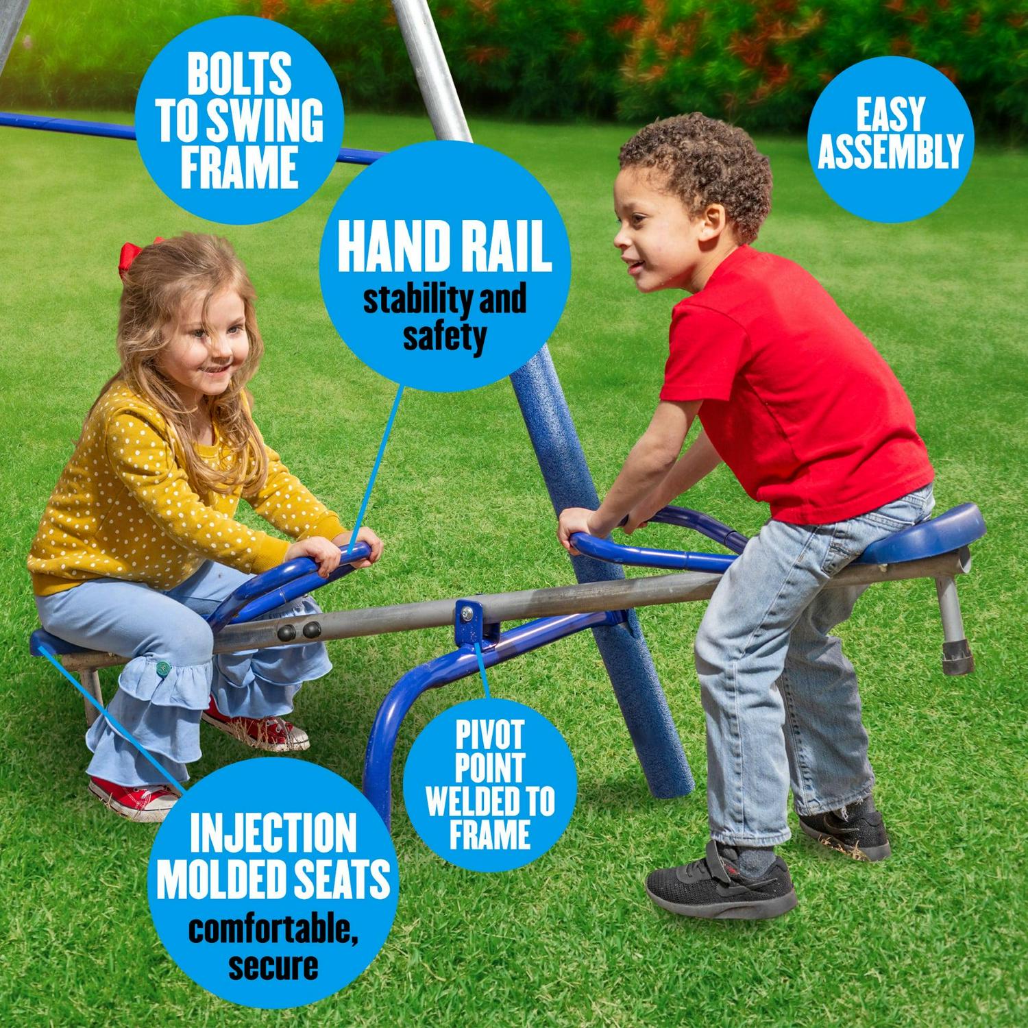 XDP Recreation Fun All-Mighty Metal Swing Set with Super Disc Swing. Stand R Swing. Glider. & Slide