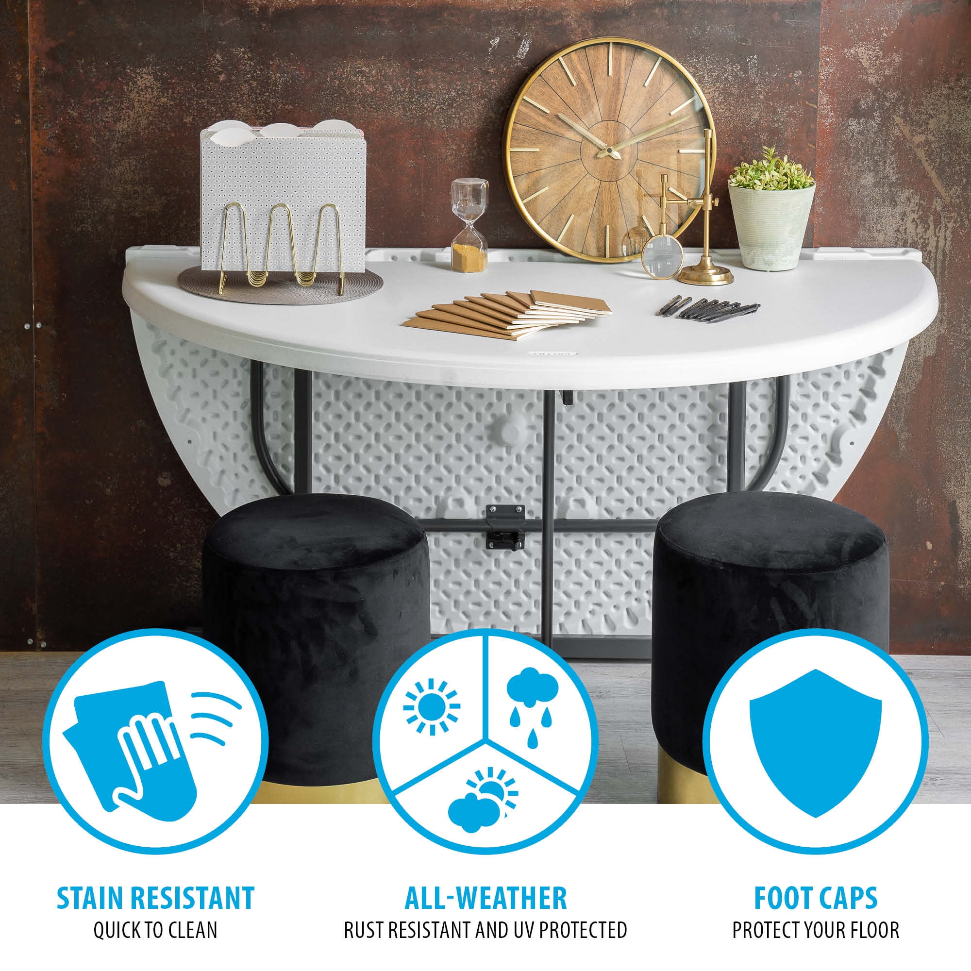 Lifetime Commercial Fold-in-Half 60 in Indoor/Outdoor Folding Round Table White Granite 1 Piece 1 Count