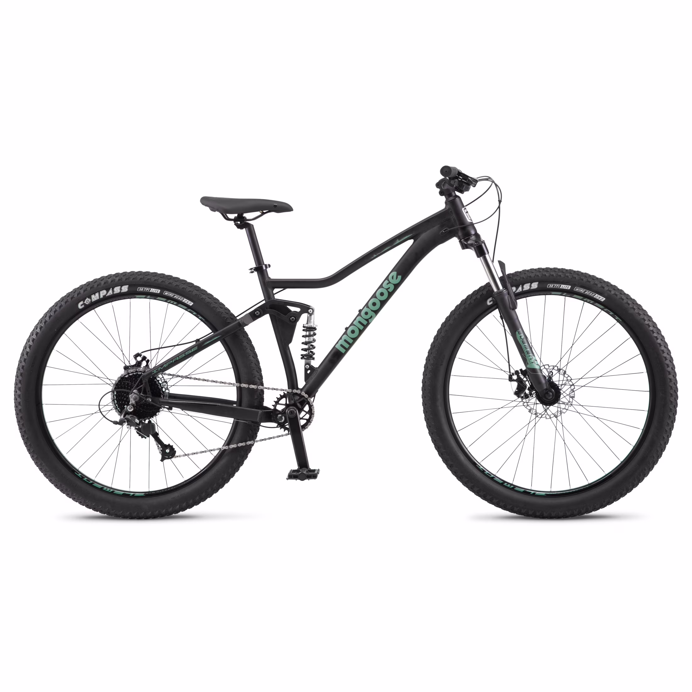 Mongoose Impasse Mountain Bike, 27.5 Inch Wheels, Ages 14+, Matte Black