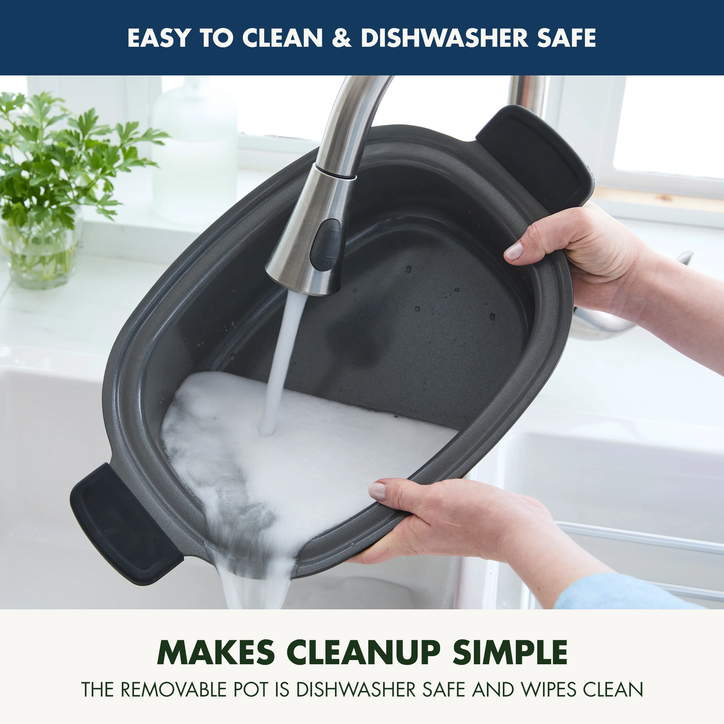 GreenPan 6-Quart, 14-in-1 Slow Cooker, Family Size, Ceramic Nonstick, Dishwasher Safe Parts, Black