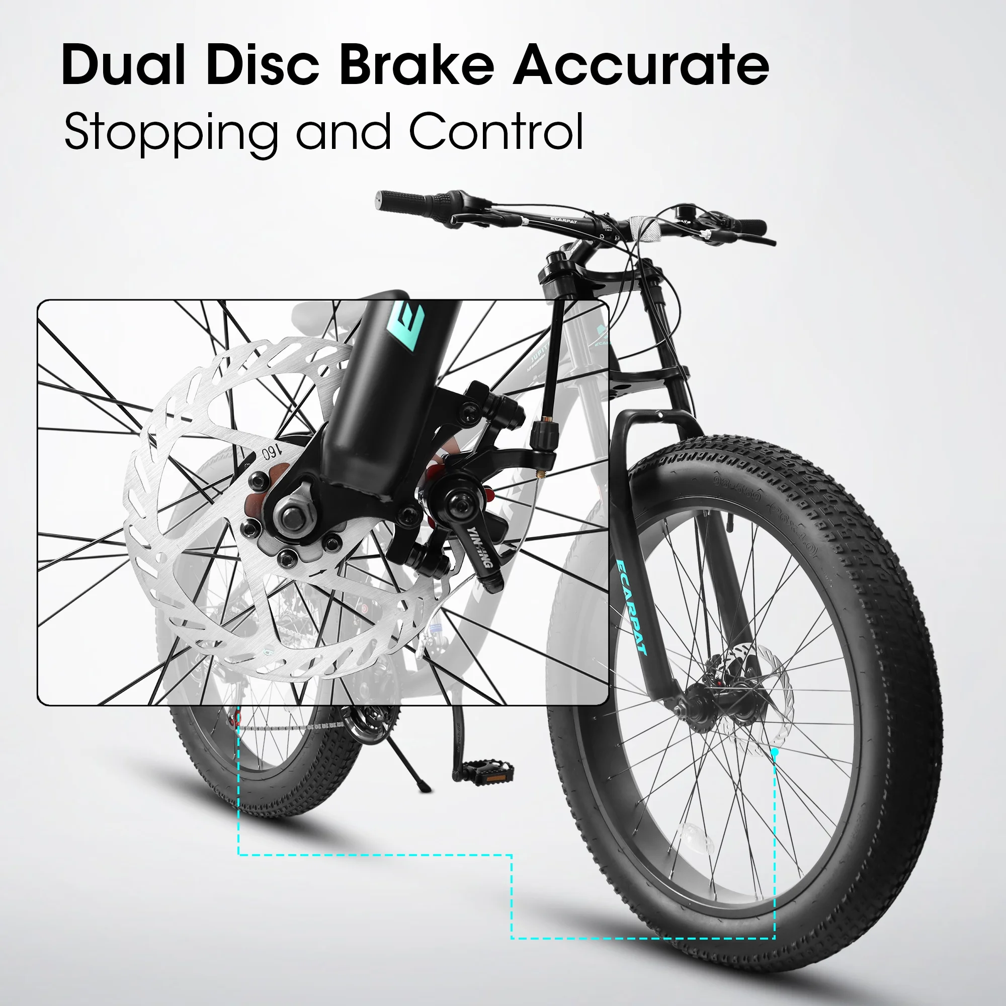 26 in Men's Fat Tire Bike,Shimano 21-Speed,Full Suspension Mountain Bike,Black