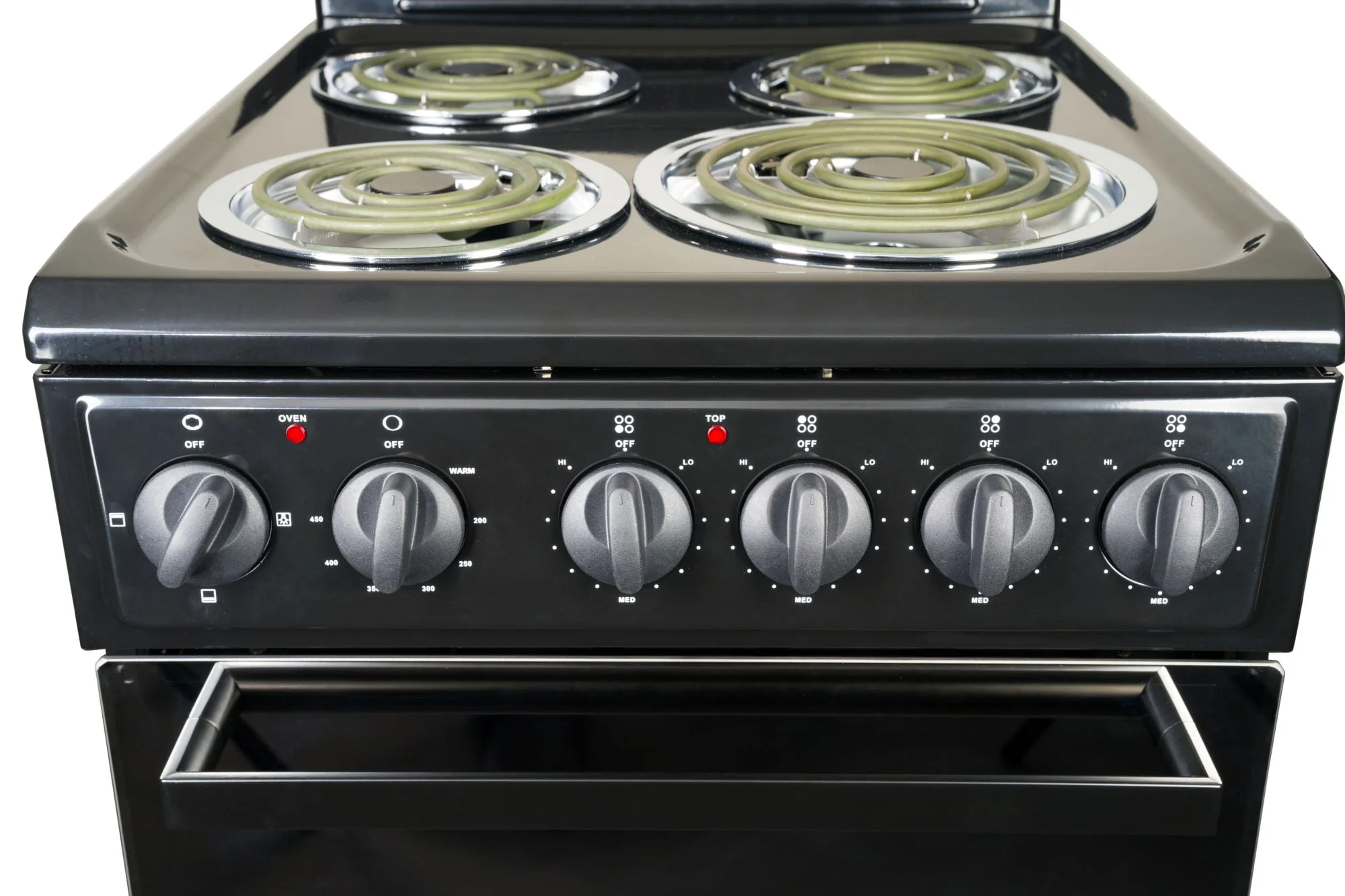 Premium Levella 20 in. 2.2 cu. ft. 4-Burner Single Oven Electric Range with Storage Drawer in Black with Stainless Steel Door