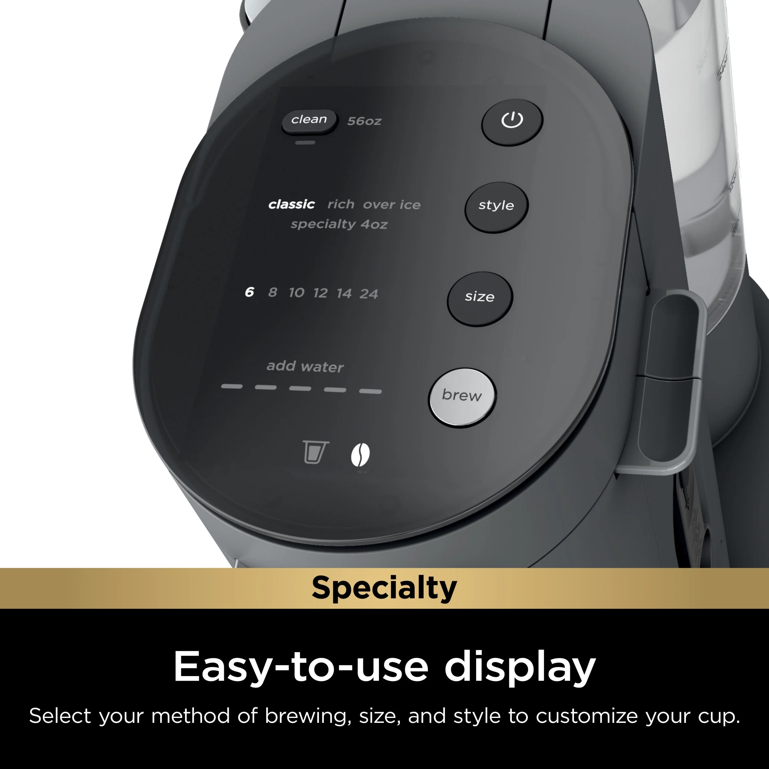 Ninja Single Serve Pods & Grounds Specialty Coffee Brewer, 4 Brew Styles, Gray, PB050