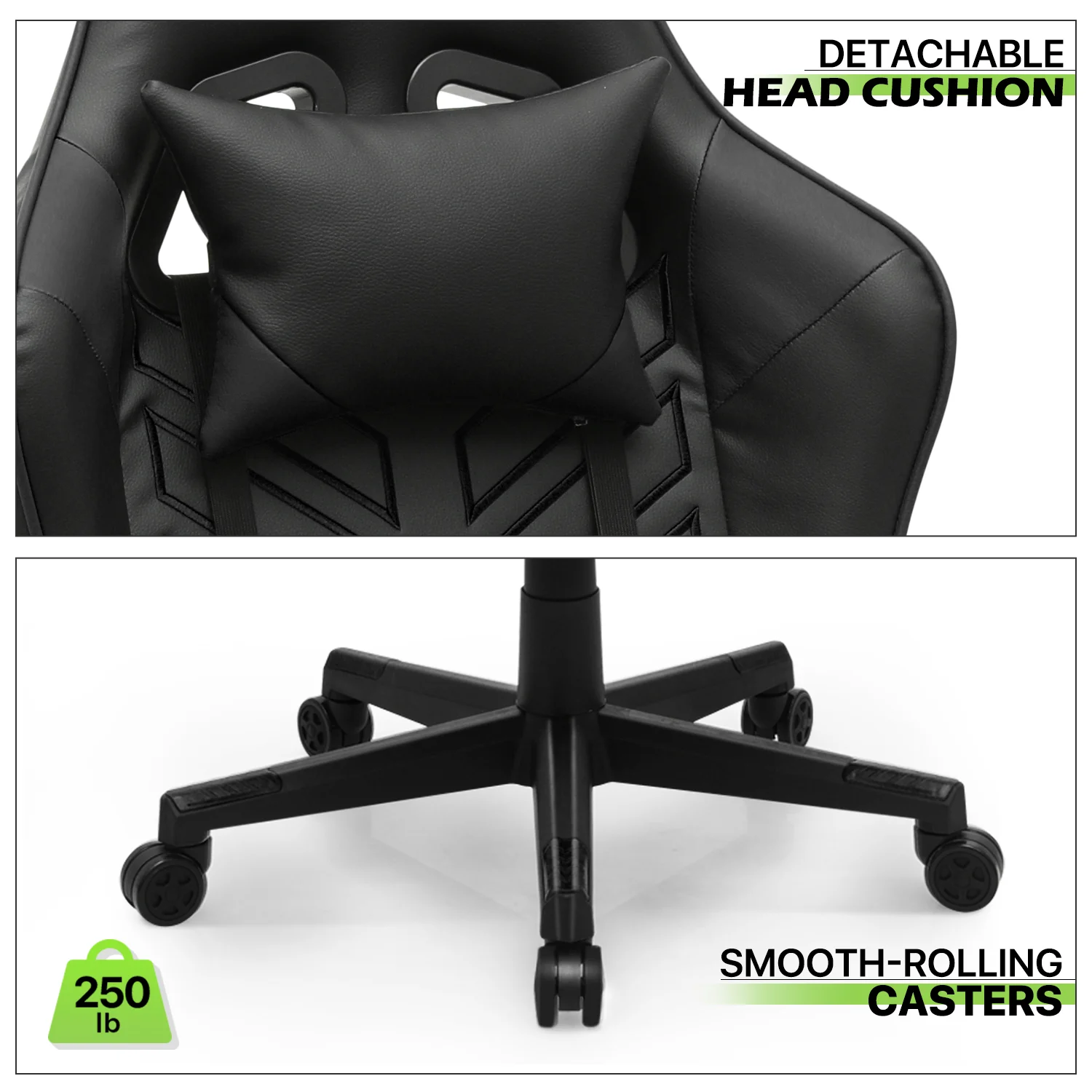 Magshion Ergonomic Gaming Chair, Comfortable Gaming Chair, Computer Chair Leather Desk Chair Adjustable Swivel Gaming Office Chair, Blue