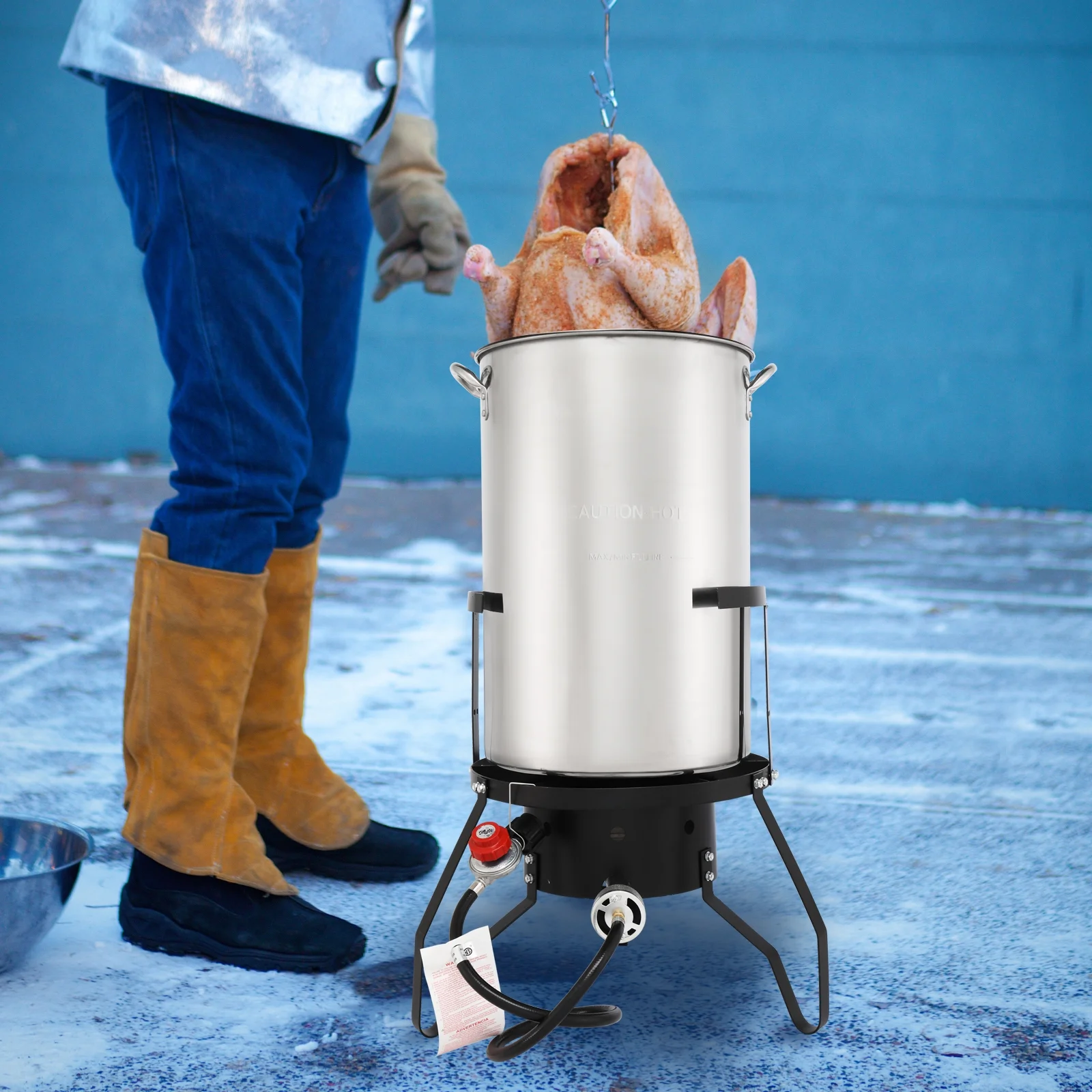 Ktaxon Propane Outdoor Fryer Stainless Steel Frying/Boiling Turkey Fryer Pot 50QT