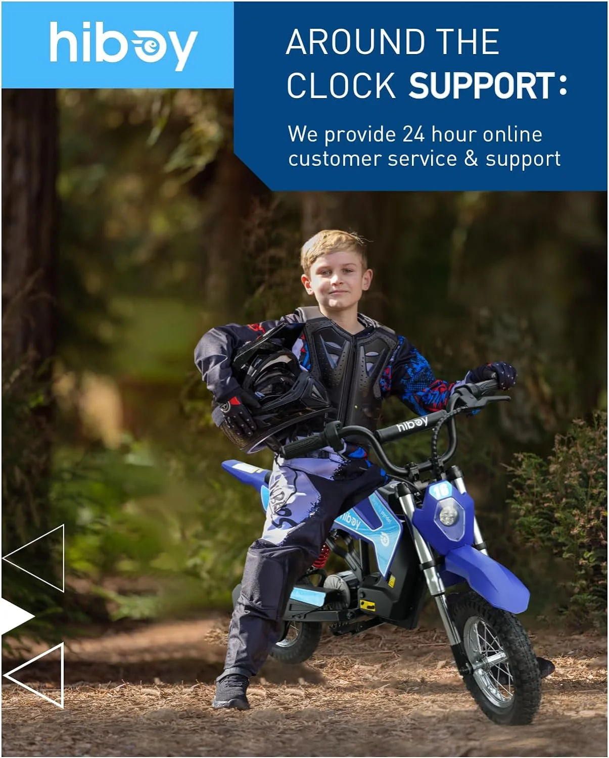 Hiboy DK1 Electric 300W Dirt Bike, for 3 Years to 13 Years - Blue