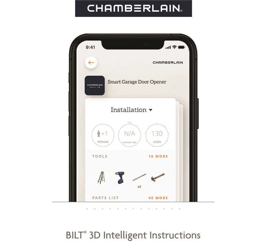 Chamberlain Garage Door Opener, 0.5 HP with Smartphone Control Bluetooth Technology