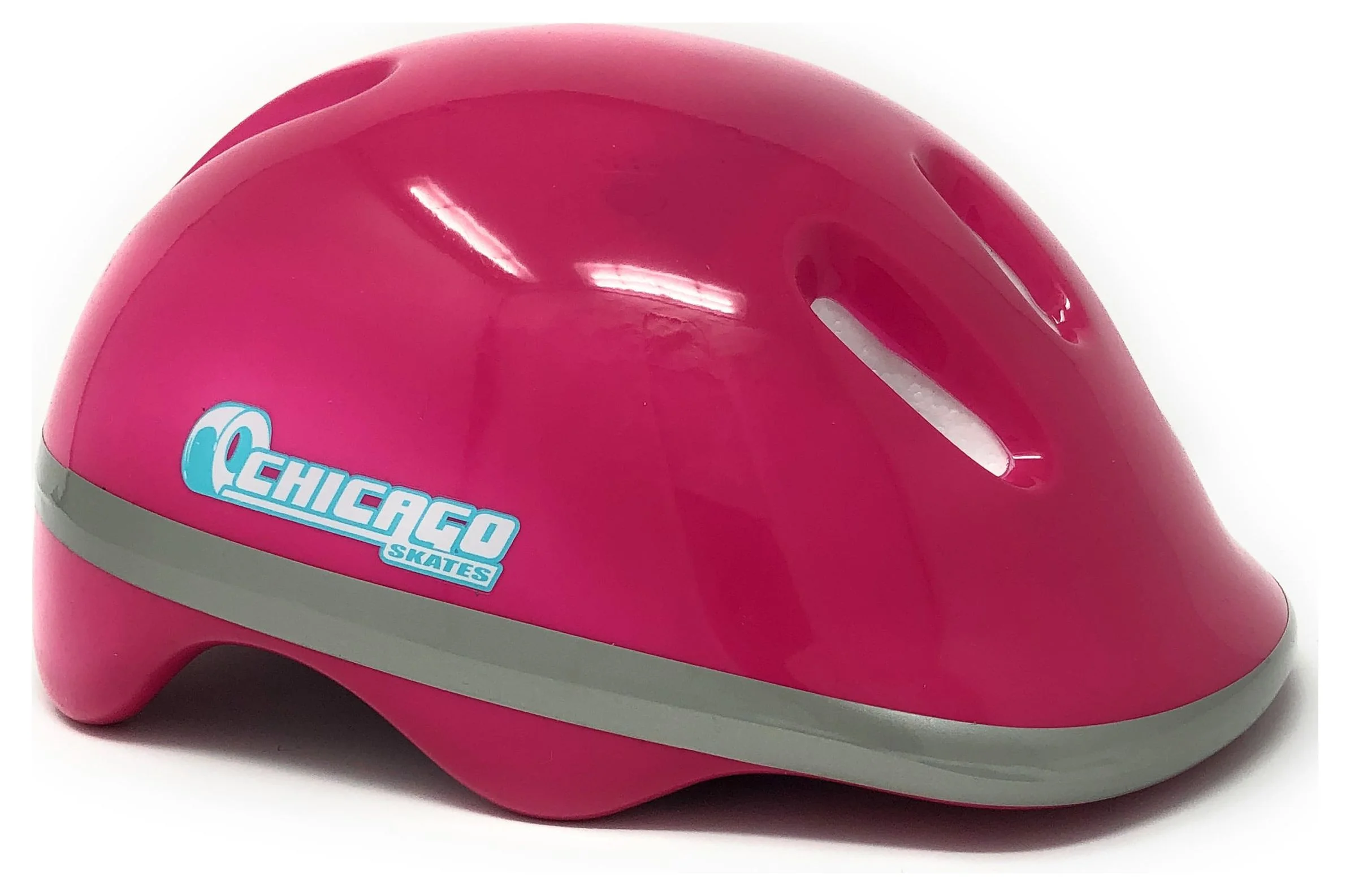 Chicago Skates Adjustable Quad Roller Skate Combo Set Pink/White/Teal – Skates, Helmet, Knee Pads, And Wrist Guards - Size Medium(1-4)