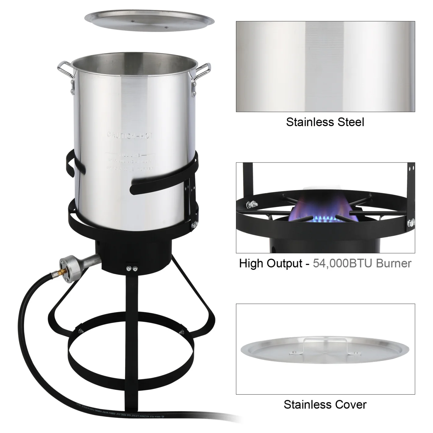 Turkey Fryer Kit, 30QT Aluminum Turkey Deep Fryer & 10QT Fish Fryer Kit w/Baskets & Stand, 54000 BTU Propane Burner, Thermometer, Marinade Injector, Turkey Rack & Rack Lifter, for Outdoor Cooking