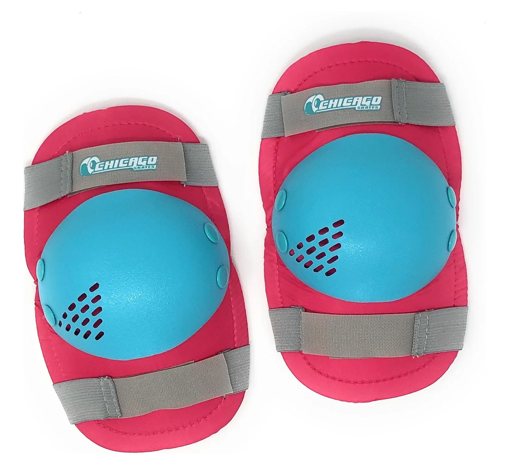 Chicago Skates Adjustable Quad Roller Skate Combo Set Pink/White/Teal – Skates, Helmet, Knee Pads, And Wrist Guards - Size Medium(1-4)