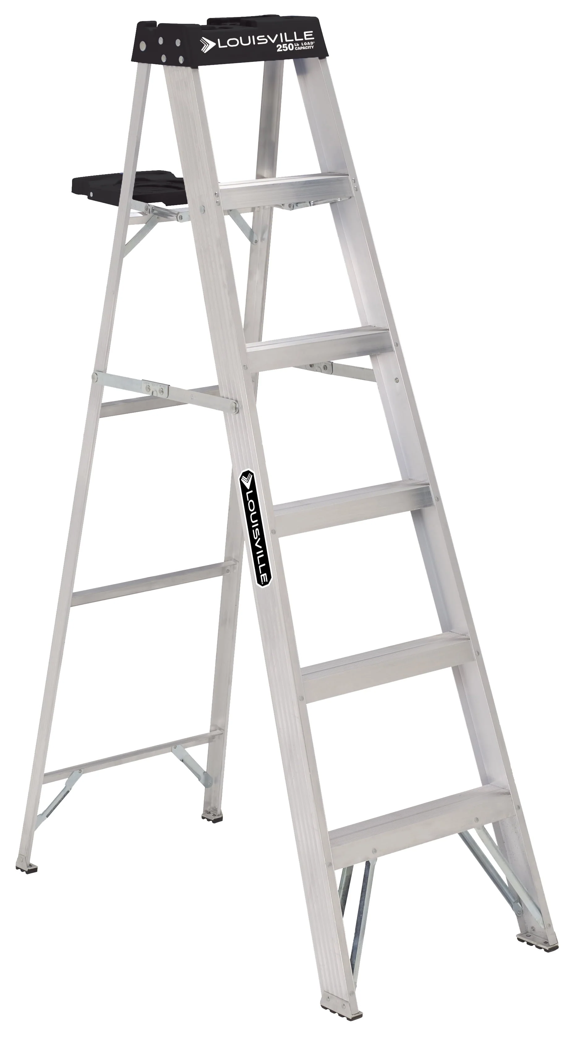 Louisville Ladder 6' Aluminum Step Ladder, 10' Reach, 250 lbs Load Capacity, W-2112-06S